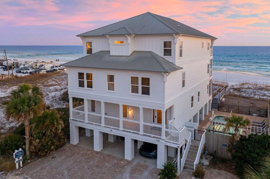 Welcome to Seaclusion--an exceptional Gulf-front estate tucked within the exclusive, low-density community of Tang-O-Mar in Miramar Beach. Recently updated with a freshly painted exterior (December 2024), this 5,700 sq ft beachfront retreat blends timeless coastal design with high-performing rental asset. Featuring 9 bedrooms, a private heated pool and hot tub, multiple Gulf-facing balconies, a covered patio with games, and two full kitchens for added flexibility, Seaclusion is designed for unforgettable gatherings and easy owner stays. The home comfortably sleeps up to 22 guests and generates $340K-$415K in gross annual rental income (with plenty of owner stays). Unlike many areas along 30A, Seaclusion enjoys a uniquely peaceful stretch of sandwith no nearby public beach access, the private shoreline here remains quiet and uncrowded year-round, regardless of ongoing beach access debates in Walton County. Whether you're seeking a high-yield vacation rental, a multigenerational family getaway, or a luxury lifestyle investment, Seaclusion delivers it allright on the Gulf. Seller's current mortgage may be assumable at a 3.875% interest rate, presenting a rare opportunity for qualified buyers to significantly reduce financing costs.