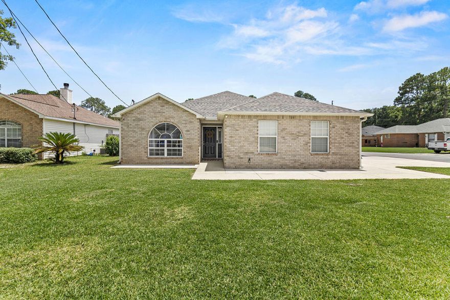 Welcome to this beautifully updated 3-bedroom, 2-bathroom home located on a desirable corner lot in Fort Walton Beach, just 6 miles from Eglin Air Force Base and 3 miles from Hurlburt Field. Conveniently located just minutes from military bases, shopping, dining, and the stunning white-sand beaches of the Emerald Coast, this property offers both convenience and comfort. Inside, the home has been thoughtfully renovated in 2025 with fresh paint and trim throughout, new luxury vinyl plank flooring, remodeled bathrooms featuring new vanities, toilets, and light fixtures, and updated lighting in the kitchen and hallways. The spacious master suite serves as a true retreat, featuring a cozy sitting area perfect for reading or unwinding at the end of the day. SEE MORE... A large window floods the room with endless natural light, creating a bright and airy atmosphere that enhances the room's relaxing feel.
The additional bedrooms are generously sized, offering plenty of space for family, guests, or a home office setup. Each room is thoughtfully designed with custom closet systems, new window treatments, and updated finishes. 
The kitchen boasts ample countertop and cabinet space, making meal preparation and storage both easy and efficient. A charming arched front window fills the space with abundant natural light, creating a warm and inviting atmosphere. The viewing window from the kitchen into the large living room seamlessly connects the two areas, enhancing the cozy and open feel of the home.
The kitchen is equipped with a modern stove and oven installed in 2021. Additional updates include a new water heater in 2022 and an HVAC system installed in 2018, while the roof was replaced in 2020, offering peace of mind for years to come.
Outside, the property truly shines. The large front yard welcomes you with an extended front porch and additional concrete work, complemented by a third parking space for added convenience. The backyard has been completely revamped with new sod, crushed stone in the RV parking area and along the side yard, and decorative landscaping rock, all completed in 2024. An extended concrete patio provides the perfect space for entertaining, while the newly installed irrigation systemsupported by an upgraded well pump added in 2025ensures easy maintenance. French drains were added in 2022 to improve drainage and preserve the integrity of the yard. With thoughtful improvements both inside and out, this move-in-ready home combines style, functionality, and an unbeatable location. Don't miss your chance to own this exceptional Fort Walton Beach property.


