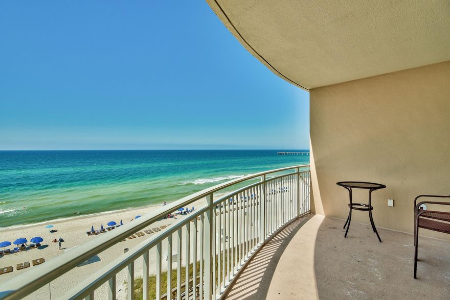 Sold fully furnished and rental ready! Once inside the door of this 2 bedroom, 2 bathroom + BUNK ROOM, you will find an upgraded kitchen and newly laid floors. The spacious balcony offers spectacular views of the Gulf of Mexico. Quality construction and workmanship throughout this complex. Waterfront workout room has plenty of exercise equipment, steam room and showers! Relax in the owners lounge which has plenty of room great for meetings or private parties. Outside amenities include two pools, one is heated and partially inside for swimmming on cold & rainy days. Poolside lounge and cafe with wifi hotspots. Walking distance to Pier Park, Gulf World Marine Park, Restaurants and other gift shops. All data and dimensions to be verified by buyer.