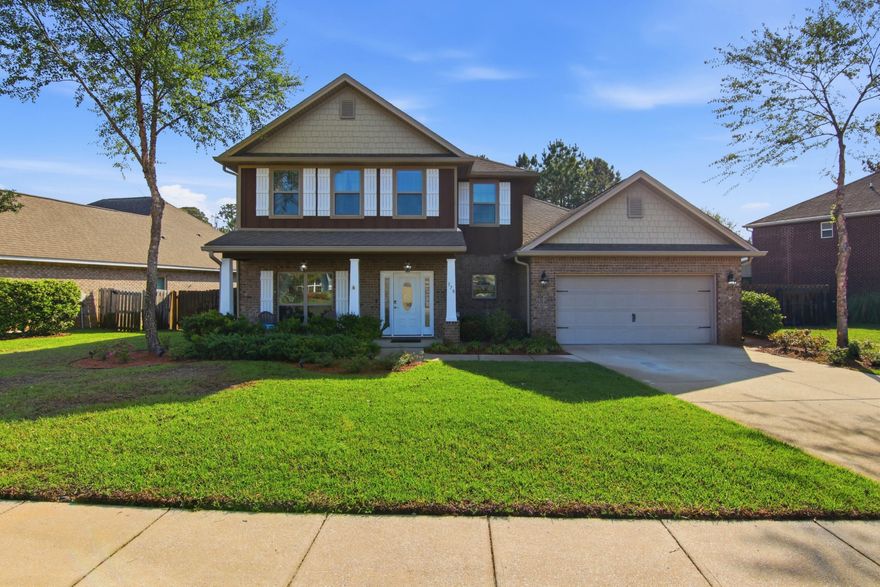 Welcome to a beautifully maintained, original-owner home offering over 3,100 square feet of thoughtfully designed living space. This inviting two-story residence features 4 spacious bedrooms, 3.5 baths, a charming front porch, & a covered back patio--ideal for both relaxing and entertaining. Built with high ceilings, a welcoming foyer opens to a formal dining room, convenient half bath, & a large utility room located just off the two-car garage. The heart of the home is the open-concept gathering room, seamlessly connected to the kitchen & breakfast area. The kitchen includes a generous pantry & flows harmoniously into the breakfast space. Step outside to enjoy a private backyard retreat that backs up to a peaceful greenbelt, offering added privacy & a park like natural backdrop. The private primary suite offers a peaceful retreat with a beautiful trey ceiling, while the en-suite bath includes dual vanities, a large walk-in closet, and a relaxing garden tub. Upstairs, an open balcony overlooks the great room below, adding an airy, elegant touch. The secondary bedrooms are thoughtfully designed, each with walk-in closets. Bedrooms two and three share a well-appointed full bath with dual sinks and a linen closet, while the fourth bedroom enjoys private access to another full bath with a shower/tub combination--ideal for guests or a growing household. Attention to detail is not lacking here, as this exceptionally well maintained home has just been freshly painted inside and out, making this home truly move in ready for you! Hammock Bay is a premier, bayfront master planned community located just 15 minutes north of the white sand beaches of the Emerald Coast. A 6,000 square foot clubhouse offers residents use of the movie theatre with auditorium seating, a full caterer's kitchen to include wet bar and dining area, childs play room, and lounge overlooking the lake and pool area. Numerous on site workout and fitness facilities, competition lap pool, additional 4 Resort-style pools, pickleball courts, tennis courts, basketball court, large playground, outdoor kitchen/gas bbq areas. A Bay front club house with fishing pier extending 500' in to the bay, an amphitheater like stage with jumbotron screen, are just a few attractions with more on the near horizon! All residents at Hammock Bay will enjoy year-round social events as well as a vibrant and active Town Center. Consider this an invitation to experience the Hammock Bay Lifestyle by contacting me today for an updated list of this months community events calendar!