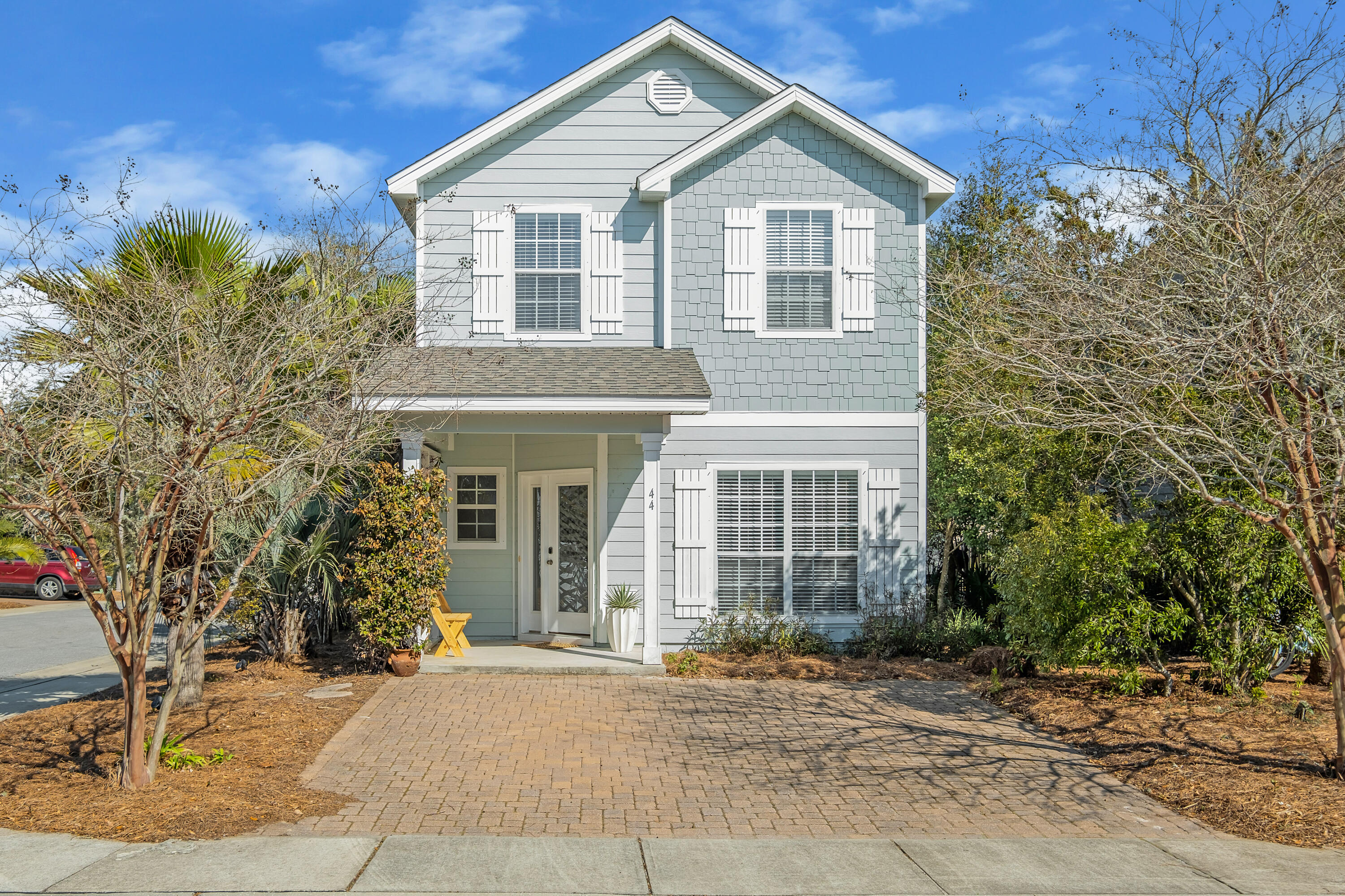 Tucked behind the upscale 30Avenue Shops at the intersection of Inlet Beach & Rosemary Beach lies a quiet, storybook neighborhood with cobblestone streets, friendly neighbors, and a large community pool, located in a private HOA residential community - the charming subdivision of West Shore Place. Here at this adorable beach house - 44 St Vincent Ln - you are the closest house to the pool; just a few steps outside its backdoor. A highly rated self-managed AirBNB currently, it has garnered incredible reviews with its SuperHost, and a guest-favorite full of 5-star reviews. Impressive rental actuals in excess of $60,000 in both 2022 and 2023, and strong bookings for 2024 already in place. What's to love? There are all-new Bohemian-chic furnishings, elevated lighting fixtures, and h