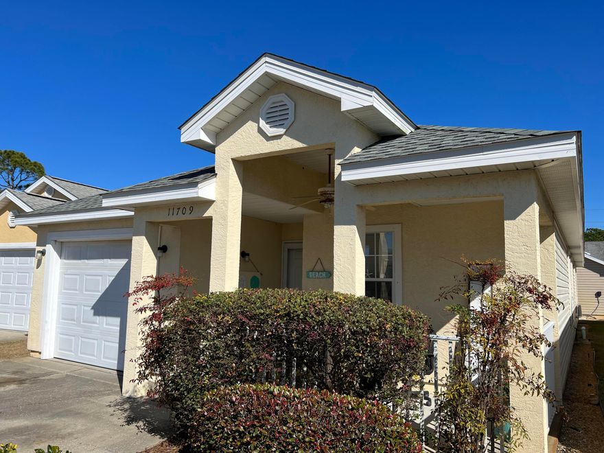 This immaculate, beautifully well kept, one owner home, located on a cul-de-sac in the sought after Palm Cove Community is move in ready! Being sold fully furnished and comprised of 3 bedrooms, 2 full baths, an open living space consisting of the Kitchen, Dining and Living Rooms, a screened in back patio and a 1 car garage, all within minutes to the most beautiful beaches on the Gulf Coast, 3 minutes to Shipwreck Island Water Park, 4.5 miles to Pier Park, where there are many shops and restaurants to enjoy and only 8.5 miles from Conservation Park, where there are over 24 miles of walking trails. This location cannot be beat! This wonderful home would make a fantastic, short-term rental, long term rental or permanent residence!