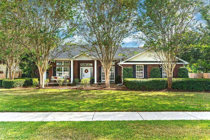 Discover the perfect blend of space, style, and modern amenities in this charming 2393 sq ft home located within a gated community. This meticulously maintained property offers an inviting atmosphere, a saltwater pool,  a detached MIL suite of 450 sq ft and workshop/garage of 750 sq ft, and a host of recent upgrades throughout the home w/ a new roof. As you enter this home, you'll be welcomed by freshly painted interiors that exude warmth and elegance. The main living spaces and master bedroom feature new LVP flooring, ensuring both durability and aesthetics. The kitchen is adorned with sleek quartz countertops, offering ample space to entertain.  Step outside into your private oasis , a BBQ area and expansive yard. Property Features :
This home sits on .70 acreage lot w/ oaks & crepe myrtles/azaleas & more
Main house: 2393 sq ft
4-sided brick home w/ rocking chair front porch 
4 bed/2 bath (main house) 2 car garage attached.
New Polaris pool cleaner w/ separate pump. Brand new pool pump Oct 2023
Detached Mother-in-law suite/apartment (450 sq ft):
Includes 1 Bedroom/1 full bath/kitchen w/ 2 car garage (750 sq ft) 
2 separate-Rinnai Tankless gas water heaters (main house & apartment) water heaters installed Jan/2018
HVAC replaced May 2017
2 separate septic tanks
Garage has storage in loft area above apartment w/ blown in foam spray insulation.
Multiple 110/220V receptacles throughout the large garage
High ceilings w/ ceiling fans
Exhaust fan and 2 roll up doors to keep the garage cool while you are working.
Home includes Natural gas for:
stove
ventless gas log fireplace
gas or electric hookup for dryer
2 X tankless water heaters
2 exterior gas hookup lines 

Call today for your private showing!!!