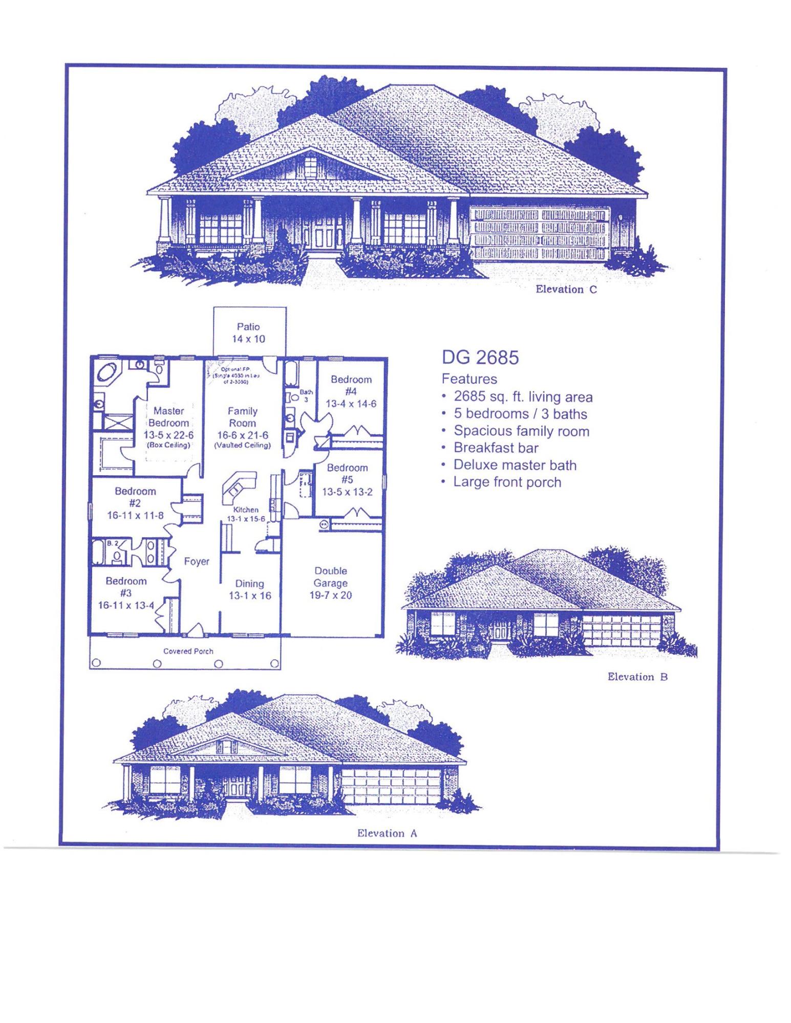 5 beds/2baths!! This all brick Craftsman style home will not seize to amaze you! There is 2685 sq ft all on one level! Here you'll find a spacious family room, breakfast bar,deluxe master bath with separate shower and garden tub and a large front porch. Upgrades include a 14x16 back covered porch,granite on all kitchen countertops and upgraded core tec pro plus flooring everywhere but bedrooms.The master bedroom has a trey ceiling with ceiling fan and the family room ceiling is vaulted with fan as well. All other rooms come hard wired and ready to install additional fans.All ceiling lights are energy saving LED.Light switches are decorative rocker style.The exterior is fully sodded and professionally landscaped with auto timed sprinklers.