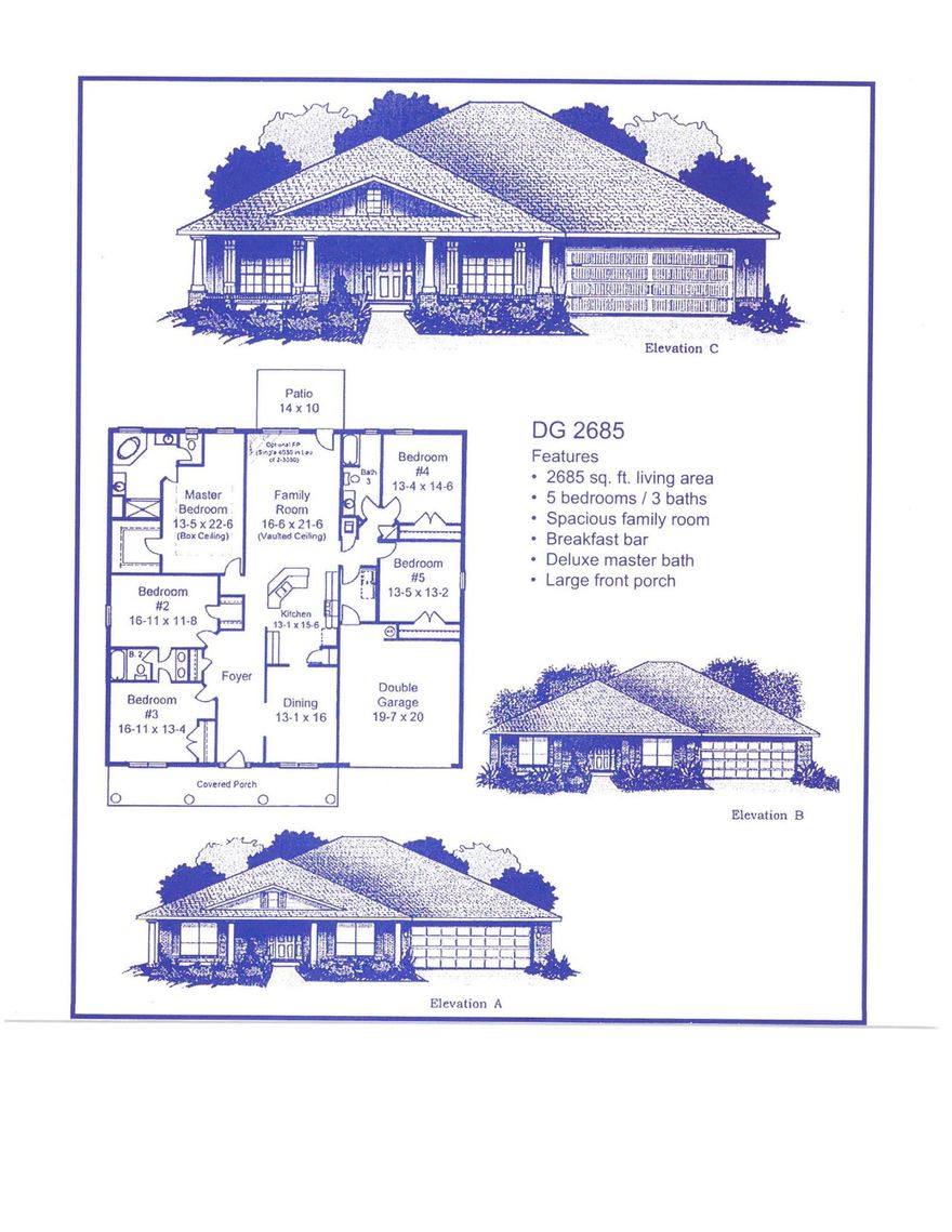 5 beds/2baths!! This all brick Craftsman style home will not seize to amaze you! There is 2685 sq ft all on one level! Here you'll find a spacious family room, breakfast bar,deluxe master bath with separate shower and garden tub and a large front porch. Upgrades include a 14x16 back covered porch,granite on all kitchen countertops and upgraded core tec pro plus flooring everywhere but bedrooms.The master bedroom has a trey ceiling with ceiling fan and the family room ceiling is vaulted with fan as well. All other rooms come hard wired and ready to install additional fans.All ceiling lights are energy saving LED.Light switches are decorative rocker style.The exterior is fully sodded and professionally landscaped with auto timed sprinklers.