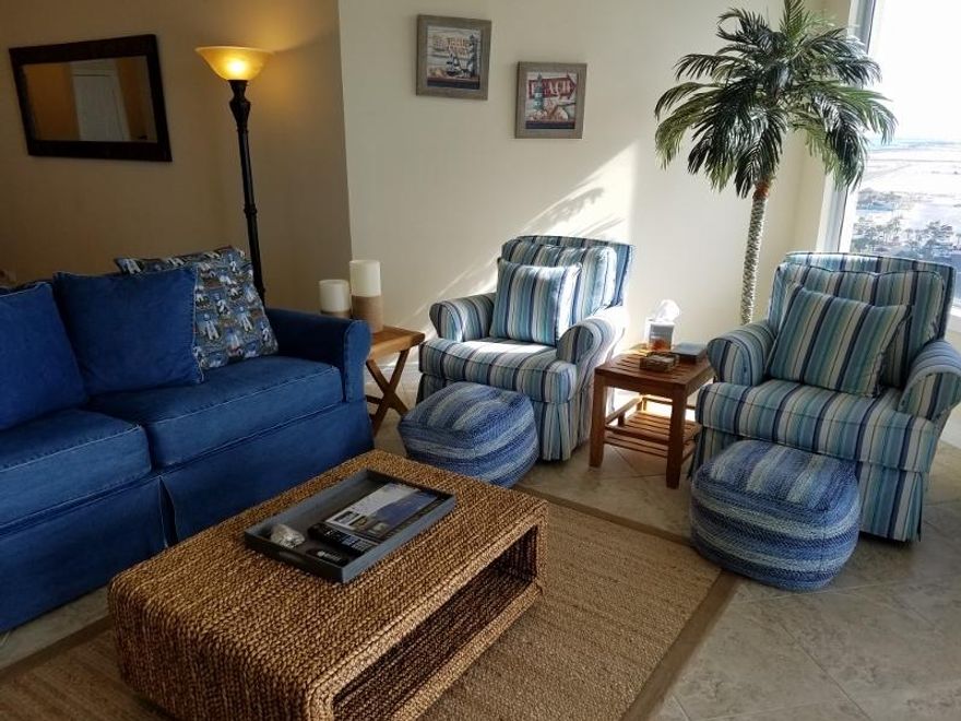 Amazing 13th floor east view 2Br/2Ba condo with it's Caribbean island dcor is a must see! Spectacular views of the Gulf of Mexico from the kitchen with granite counter tops, stainless appliances, subway tile backsplash, and tile throughout the living room, master bedroom, with a whirlpool in the master bath with separate shower. The exceptionally large semicircle terrace is designed for view and privacy and you will find yourself captivated by a new lifestyle. Amenities include an olympic size swimming pool, clay tennis courts, covered parking, fitness room, wireless internet and basic cable and social area with full kitchen, and security gate, cameras and coded elevators makes Beach Colony Resort the premier condominium on Navarre Beach.