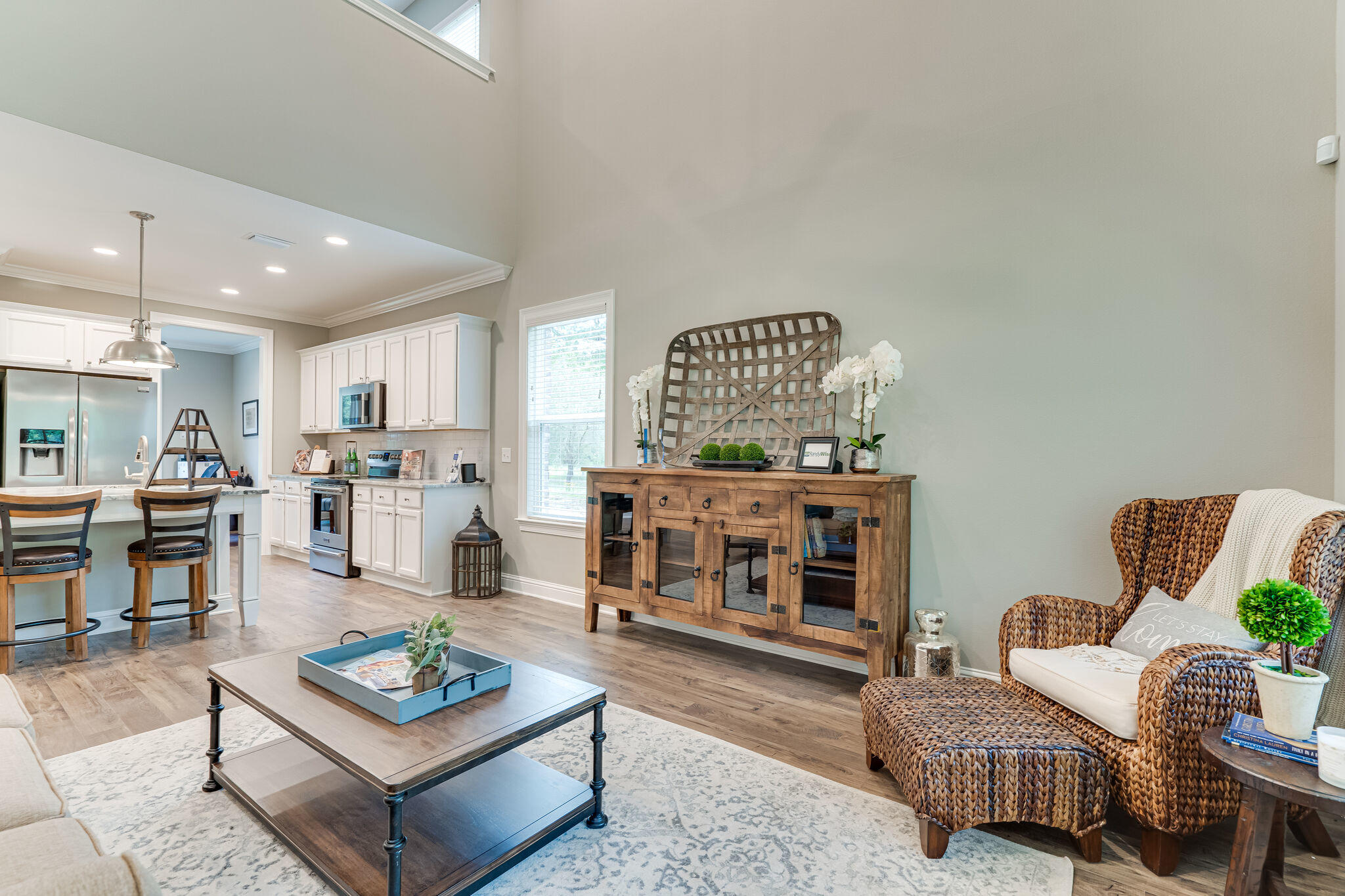 Laurel Oaks is one of the newest communities in the Freeport area! Our Magnolia III floor plan has 2154 sqft with 4 bedrooms plus a flex room, a loft area, and 2.5 baths. Brick exterior, low e-vinyl windows, covered entry, rear covered lanai, 2 car garage, and landscaping package with automatic sprinkler system are just a few of the exterior finishes on the home. Interior finishes include 9 ft ceilings, laminate, tile, and carpet floor coverings, brushed nickel fixtures, double vanity and walk-in closet in the master bath, and granite counter tops. Some of the upgrades include 8' interior doors, large 3x5 tiled shower in the Master Bath with dual shower heads, crown molding and cased windows in most of the home, floor plug in the family room, laminate in the flex room, upgraded granite in throughout, rough plumb for laundry sink in laundry room, trey ceiling in the Master bedroom, and a trash can pullout in the kitchen island.