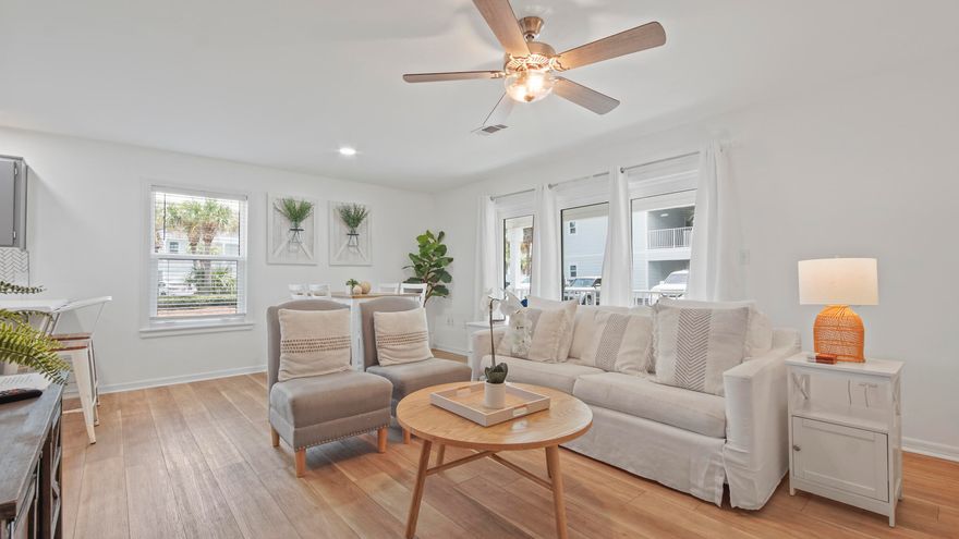 GROUND FLOOR, RENOVATED, AND BEAUTIFUL, 2BR/2BA CONDO. Largest 2BR unit listed just a few steps to the BEACH!  All luxury vinyl plank flooring, freshly painted, all new upscale furniture, decor, wall decor, flat screen tv's, curtains & shades, lighting, bedding & tastefully decorated.  Stainless appliances (stove & refrigerator 2023), back splash & custom cabinets. Rental ready vacation home.  Complex Exterior has just gone through Major Renovations.  Beachside Villas are located in a great neighborhood off of Scenic Hwy 30A in Seagrove.  By Seacrest, Alys Beach & Rosemary Beach.  Complex has golf cart tram to beach.  Just a few steps to the beach & Eastern Lake.  Community features two pools *one heated*, tennis courts, fishing & grilling areas. Coastal Dune-Eastern Lake to the West to enjoy paddle boarding, kayaking and sunny days for the best lake & beach memories. Easy biking, walking or golf cart access