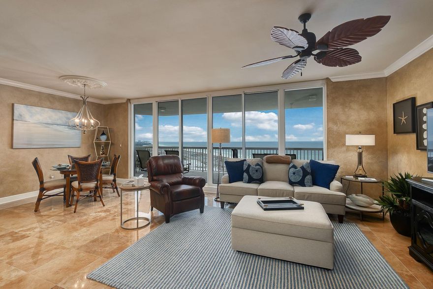 Residential condominium home in the acclaimed Silver Shells, the St Barth's building is a rental restricted building that provides for a comfortable living home.With its own pool, the non-rental side of Silver Shells enjoys a separate beach environment and quiet surroundings with Henderson State Park immediately to the east providing a great buffer and walking exploration area for owners.This home has been nicely updated with the extending of new stone flooring into the entire living room area, creating two very nicely designed hallway bunks for the kids and grandkids along with updated and tasteful furnishings making this a turnkey lock and leave second home or primary residence of note.Come enjoy stunning views of the sunrise with Sunset views to the west.  Make this your home.