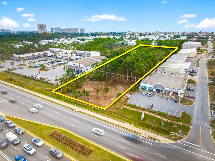 PARCEL JUST UNDERBRUSHED!  Fantastic vacant commercial parcel located in South Walton County of Miramar Beach, Florida!  Measuring approximately +/-125' of Highway 98 frontage and +/-1.3 acres, this prime site is centrally located between Destin and Sandestin Golf & Beach Resort, capturing significant visibility from traffic counts of approximately +/-50,000 vehicles daily. Future Land Use/Zoning Classification:Residential Preservation.  A recent wetlands assessment & ALTA survey is available.  Please inquire for further details.