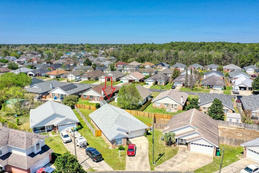 LESS THAN 5 MILES TO HURLBURT FIELD!  A meticulously maintained 3 bedroom/2 bath with a fenced back yard on a quiet culdesac.  Roof 2018; HVAC 2017; Stove 2019; Dishwasher 2017; Refrigerator 2020.  Inside you will find a huge living room with vaulted ceilings connected to a nice size eat in kitchen with island.  Large master bedroom and bath split from the two other bedrooms.  Solid wood interior doors and a Fiberglass front door. Nice size fully fenced backyard with room for a pool!  This lovely home won't last long!