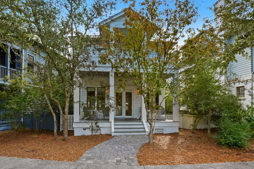 Beautiful Rosemary Beach home conveniently located across from the Cabana Pool. This 5 Bedroom 5 Bath home is move in ready. Home is sold furnished and has great rental potential sleeping 14. In the main house you will find 3 bedrooms and a bunk room. Atop the two-car garage you will enjoy a two-bedroom carriage house. Exterior of home was painted in Oct 2019 and interior features hardwood floors and stainless-steel appliances. Enjoy a short walk to the beautiful white sand beaches, as well as 4 community pools, town center, fitness center, tennis, and much more.