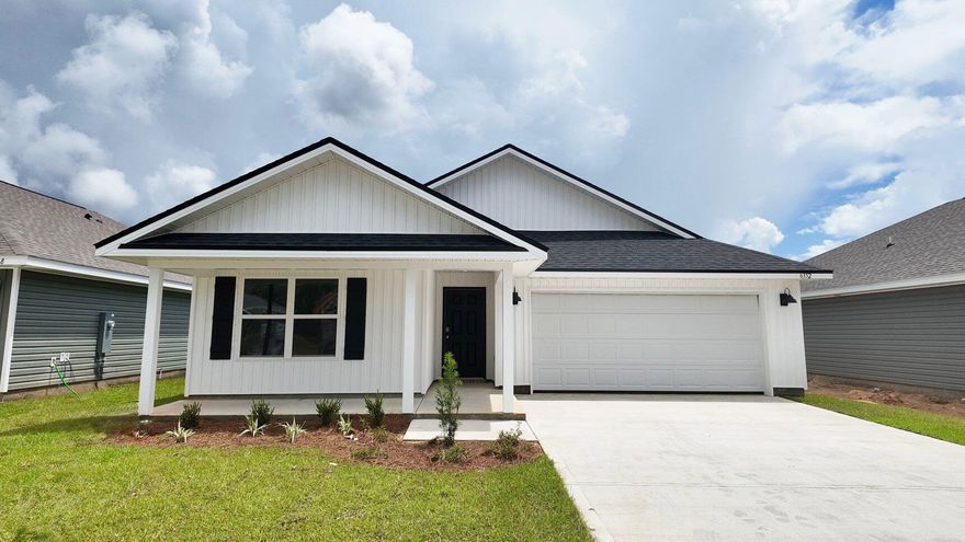 NEW CONSTRUCTION in River's Cove that features a beautiful community pool and playground. The highly desirable new Lakeside floorplan provides a well-designed OPEN concept, no wasted space, 5 beds, 3 baths, nice 12 x 9 covered back patio & 2 car garage. All stainless appliances in the kitchen, smooth top range, beautiful countertops in kitchen and baths, quiet dishwasher, built in microwave, spacious dining area & more. Striking wood look flooring, plush carpet in the bedrooms. The Smart Home Connect System has several convenient devices. Fabric Hurricane door and window protection is included. Awesome amenities & stylish curb appeal. Located in a fast-growing area.