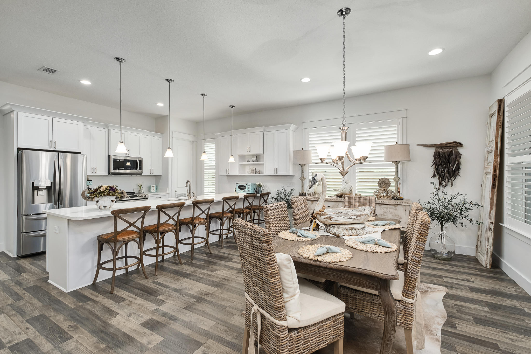 Curious about what makes the Villas of Frangista Beach one of the most desirable communities in Miramar Beach - Look no further then this beautifully designed beach home. The residence offers 4 spacious bedrooms that all feature their own bathroom. The first and second floors are both home to master suites. As you make your way into the kitchen you are instantly greeted by gorgeous granite countertops, new stainless steel appliances and a gigantic island perfect for any family gathering. New additions to the back screened in patio make it perfect for an afternoon cocktail. The second floor also has a seating area perfect to convert to a bunk room to maximize investment opportunities. The HOA amenities include a pool, clubhouse and deeded beach access. Short walk to the beach & dining.