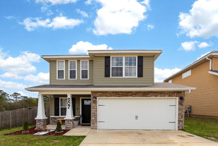 Welcome home to this beautiful and well-maintained 3-bedroom, 2.5-bath home located in the desirable Stillwell Estates community in Crestview, Florida. Built in 2018, this spacious two-story home offers approximately 1,800 square feet of living space with a bright and open floor plan designed for comfortable living and entertaining.The main floor features a welcoming living area that flows seamlessly into the kitchen and dining space. The kitchen is equipped with stainless steel appliances, a pantry, and a breakfast bar, making it perfect for everyday living or hosting guests. Upstairs you'll find three spacious bedrooms, including a private primary suite complete with dual vanities, a garden tub, separate shower, and a large walk-in closet. A convenient upstairs laundry area adds extra functionality.
Step outside and enjoy the privacy-fenced backyard with a covered patio, ideal for relaxing evenings or weekend gatherings. The home also features a two-car garage and sits on a corner lot, providing extra space and curb appeal.
Conveniently located close to schools, shopping, dining, and an easy commute to local military bases and surrounding areas.