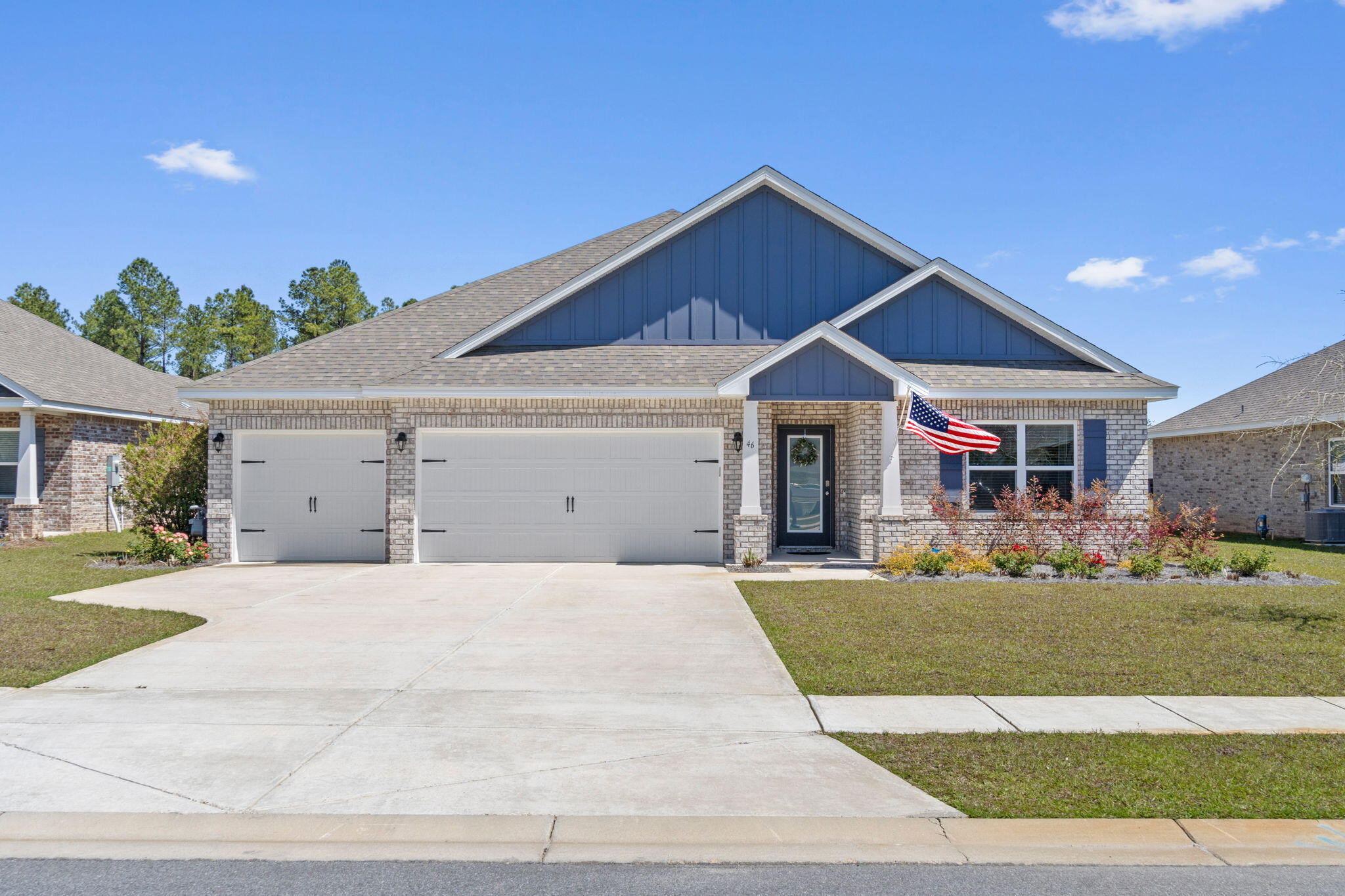 Welcome home to this stunning and practically brand new open concept 5 bedroom/3 bathroom 0.22 acre waterfront retreat featuring serene pond views with a 3 car garage in the popular neighborhood of Hammock Bay! Residents of Hammock Bay enjoy a host of incredible resort style amenities, including on-site recreational activities and year-round social events at the vibrant and active Town Center!At 46 Polaris Place you'll find all the space and upgraded features you've been looking for like luxury vinyl plank flooring, quartz counters throughout the entire house, tiled showers, crown molding, and a waterfront view!Pull into the oversized driveway and immediately appreciate the well maintained landscaping and the ample available parking! Through the front door the long and open foyer greets you as you step inside to find two nice sized bedrooms (one currently used as an office) with a full sized bathroom to your right featuring quartz counters and a tiled shower/tub. Keep walking to find a stunning common area with a beautiful dining space open to the well appointed kitchen and living room. Featuring quartz counters, stainless appliances (including a gas range!), tasteful backsplash, and a walk in 5.1x5.7 pantry, you're going to love spending time in this space! 

The owner's suite is a spacious retreat with a water view with a trey ceiling and all the room you could ask for! The owner's en suite bathroom is a gorgeous updated space with a large walk in shower and two shower heads!

There are two more bedrooms and a full sized bathroom on the other side of the house with the same lovely finishes, and the back door leads to the relaxing screened in patio space where you'll love spending time and the fenced in back yard makes this the ideal space.

Hammock Bay is located on Choctawhatchee Bay in the Florida Panhandle, just north of the sugary, white-sand beaches and emerald waters of the Gulf of Mexico in South Walton along Scenic Highway 30-A. 

Hammock Bay residents enjoy fantastic resort-style amenities:
The Bay Pavilion, offering 480 feet of pristine shoreline along the breathtaking Choctawhatchee Bay. The Lake Club, featuring a 25-meter lap pool, resort-style pool, lighted tennis courts, pickleball, putting green, playground, lighted basketball courts, clubhouse with a movie theater, and a state-of-the-art fitness center. Canine Commons, a dedicated pet park with an outdoor dog-washing station and drinking fountains. A pedestrian-friendly design, with miles of sidewalks, nature trails, and bike paths. A $12+ million, 60-acre Sports Park, featuring top-tier ball fields and recreational amenities.

Schedule your private tour today and come experience the Hammock Bay lifestyle firsthand!