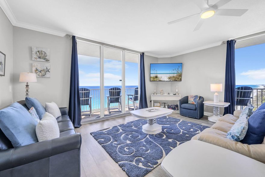 Experience stunning Gulf-front living in this beautifully furnished 3-bedroom, 3-bath condo with a bonus bunk room at Tidewater Beach Resort. Featuring a spacious wraparound balcony, this unit offers breathtaking sunset views over the sugar-white sands of Panama City Beach.This turn-key, rental-ready property is currently performing in a vacation rental program, making it an excellent opportunity for investors, a second home, or both. The open-concept floor plan is designed for comfort and entertaining, showcasing a stylish interior with granite countertops, updated appliances, and ample living space.Each bedroom provides privacy and relaxation, including a Gulf-front primary suite with direct balcony access and a private ensuite bath. The expansive balcony is perfect for morning coffee or unwinding while enjoying panoramic waterfront views.
Tidewater Beach Resort offers an array of premium amenities, including indoor and outdoor pools, a fully equipped fitness center, sauna and steam rooms, on-site restaurant and bar, movie theater, covered parking, and 24-hour security.
Conveniently located just minutes from Pier Park, shopping, dining, and entertainment, this property delivers the ideal combination of luxury, location, and income potential.