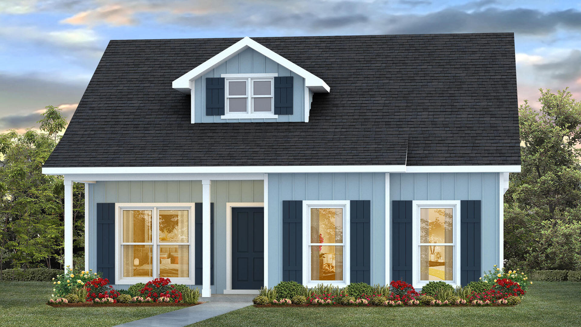 Welcome to 494 Arrowwood Boulevard, a new home at Owl's Head East in Freeport Florida. This home is located on a corner lot and is under construction. Designed with modern finishes and comfort in mind, the Aspen is the perfect three-bedroom, 2-bathroom cottage style home with a rear entry garage. The large family room serves as the central gathering area, offering plenty of space for relaxation or entertaining. The kitchen, located separately from the living areas, includes a convenient pass-through window that connects to the living room, adding functionality and charm. A separate dining room provides flexibility and can easily be used as an office or a secondary living area. This space opens to a generously sized covered patio, perfect for outdoor dining or unwinding after a long day. Interior features of this home include EVP flooring in the common areas and carpet in each bedroom along with granite countertops and beautiful white cabinetry in the kitchen and bathrooms. The primary bedroom has spacious ensuite bathroom with a shower and two single vanities with cabinetry for storage as well as a closet. The two additional bedrooms share a full bath.
The rear-entry two-car garage enhances the home's curb appeal while providing practical access. Whether you're looking for a modern family home or a layout that adapts to your lifestyle, the Aspen floor plan delivers comfort, flexibility, and style. At Owl's Head you will find plenty of onsite community amenities including a stunning wooded park surrounded by a walking trail.