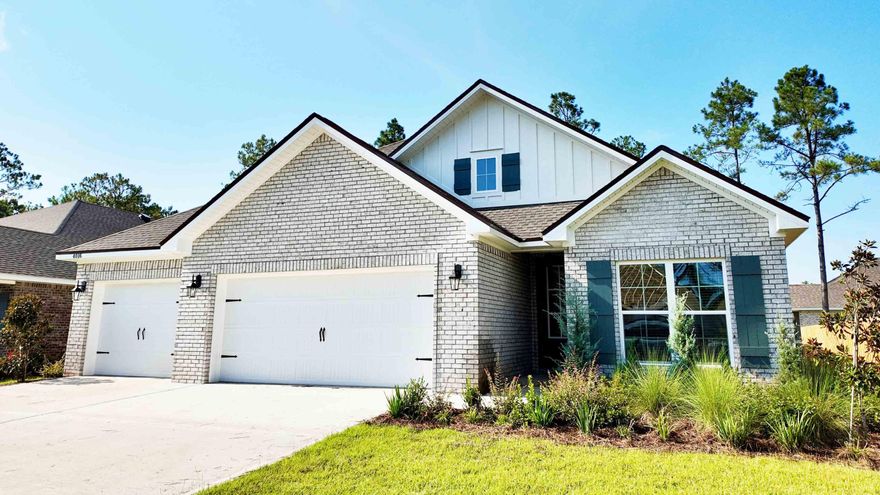 The stunning ''SHORELINE'' floorplan with 4 bedrooms, 3 baths & covered back patio and boasts many unique design details including EVP Flooring throughout the foyer, family room, formal dining room, kitchen, breakfast nook & hallways. You will love the FABULOUS countertops in the kitchen, bathrooms & a large, tiled shower in bedroom 1. The kitchen also features a gas range, microwave, dishwasher, pantry, beautifully painted cabinetry & more. The Smart Home 'connect' system is included with several devices along with hurricane fabric window & door protection. Unique contemporary/craftsman exterior adds to the eye catching stylish curb appeal with a great 3 car garage.