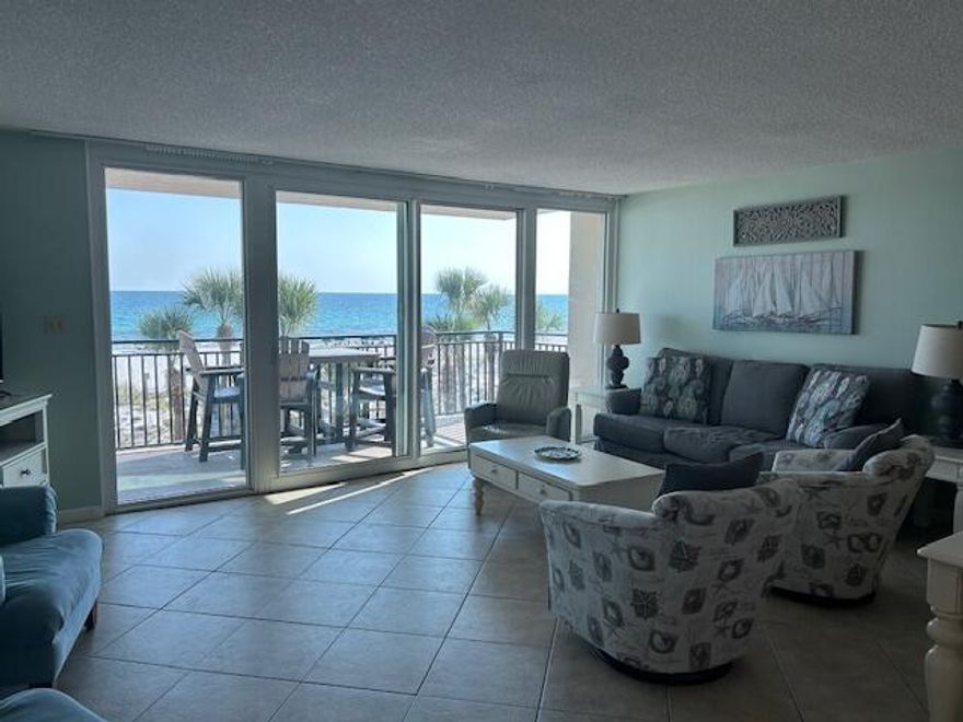 Stunning gulf views from this spaciouos 3 BR, 3 BA end unit.  3 bath.Updated turn key property. Great for short term rental, long term, or full time residence. Enjoy amenities of pools, panoramic beach, fitness center, pickle ball and tennis courts, event room and reception areas. All furnishings remain. Wonderful Okaloosa Island location.