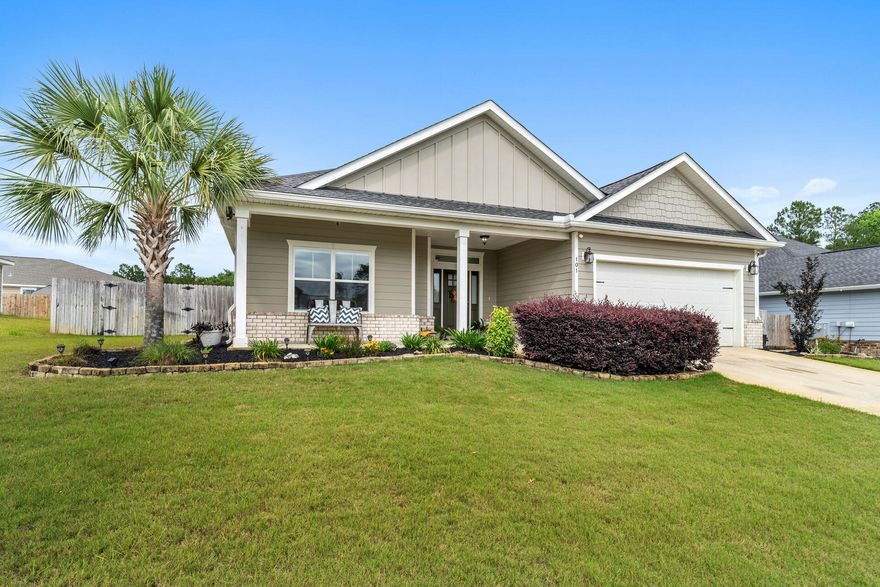 Beautiful 3 bed 2 bath home in Cross Creek Estates in Freeport is ready for its new owners. This craftsman style home built in 2018, sits on a large .28 acre lot which is fenced. The open concept floor plan incorporates the main living area and chef's kitchen which provides a perfect space for entertaining. The kitchen features stainless steel appliances, a farm house sink, and quartz countertops. The main living areas have LVP flooring and all windows have upgraded Roman shades. The large master retreat has a large tub and tiled shower. It also has 2 large walk-in closets, which are sure to impress! The home features a front porch and a back porch with an extended patio seating area in the backyard. The irrigation system runs off a separate in-ground well. The two car garage has an