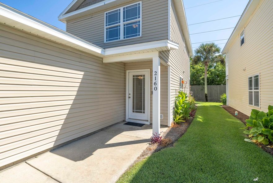 Sterling Cove, a gated community on Panama City Beach where convenience and low-maintenance living meet coastal lifestyle. Residents enjoy a sparkling community pool, quiet private roads, and the freedom of no grass to cut, leaving more time to relax and explore all the area has to offer. This spotless home features an attached garage, tile flooring in the main living areas, updated appliances, and additional storage space. The property can be purchased furnished or unfurnished, giving you flexibility to move right in. Both spacious bedrooms feature private balconies, plus you'll enjoy a covered back porch with no neighbor behind you for added privacy. The HOA covers pool access, lawn maintenance, pest service, and garbage collection. Sterling Cove is perfectly located--minutes to the Navy Panama City proper, and just a short drive to the Gulf of Mexico. Multiple restaurants and shopping options are within walking distance, and the gated entry means you'll never need to fumble for keys. Currently the only unit available in the subdivision, this home offers the perfect blend of comfort, security, and lifestyle in one of the best spots on the beach.