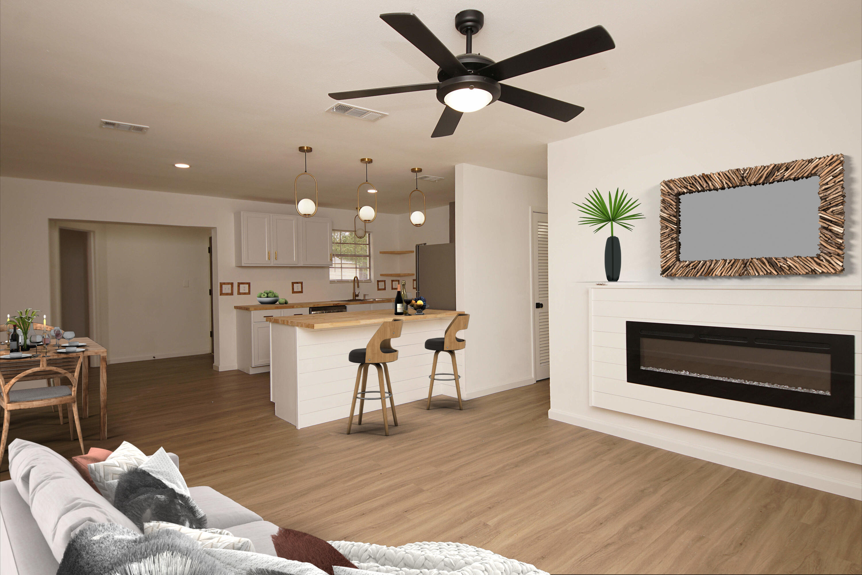 This recently renovated 4-bedroom, 3-bathroom home in the heart of Ft. Walton Beach offers modern amenities and plenty of space for a family to thrive. Situated on a large corner lot, the property features numerous updates both inside and out. Inside, the home showcases brand new tile and fixtures in all three bathrooms, providing a fresh and modern feel. The layout includes two primary bedrooms, offering flexibility for use as a mother-in-law suite or for other purposes. A spacious living room with a beautiful fireplace sets a cozy tone, while a separate family room provides additional space for relaxation or entertainment. The kitchen is a highlight, boasting all-new cabinets and appliances, along with a large breakfast bar that overlooks both the living room and the eat-in dining area both the living room and the eat-in dining area. The open layout enhances connectivity and makes the space ideal for gatherings and everyday living.
Outside, the property features a sizable backyard, complete with an extra storage shed and full fencing for privacy and security. Both the exterior and interior have been freshly painted, adding to the home's curb appeal and overall appeal.
Notably, the property has been fully updated with copper wiring, a new HVAC system, and a brand-new roof, providing peace of mind and ensuring long-term durability and efficiency.
With its numerous new features and modern upgrades, this fabulous home is ready and waiting to welcome a new family seeking comfort, style, and convenience in Ft. Walton Beach.
