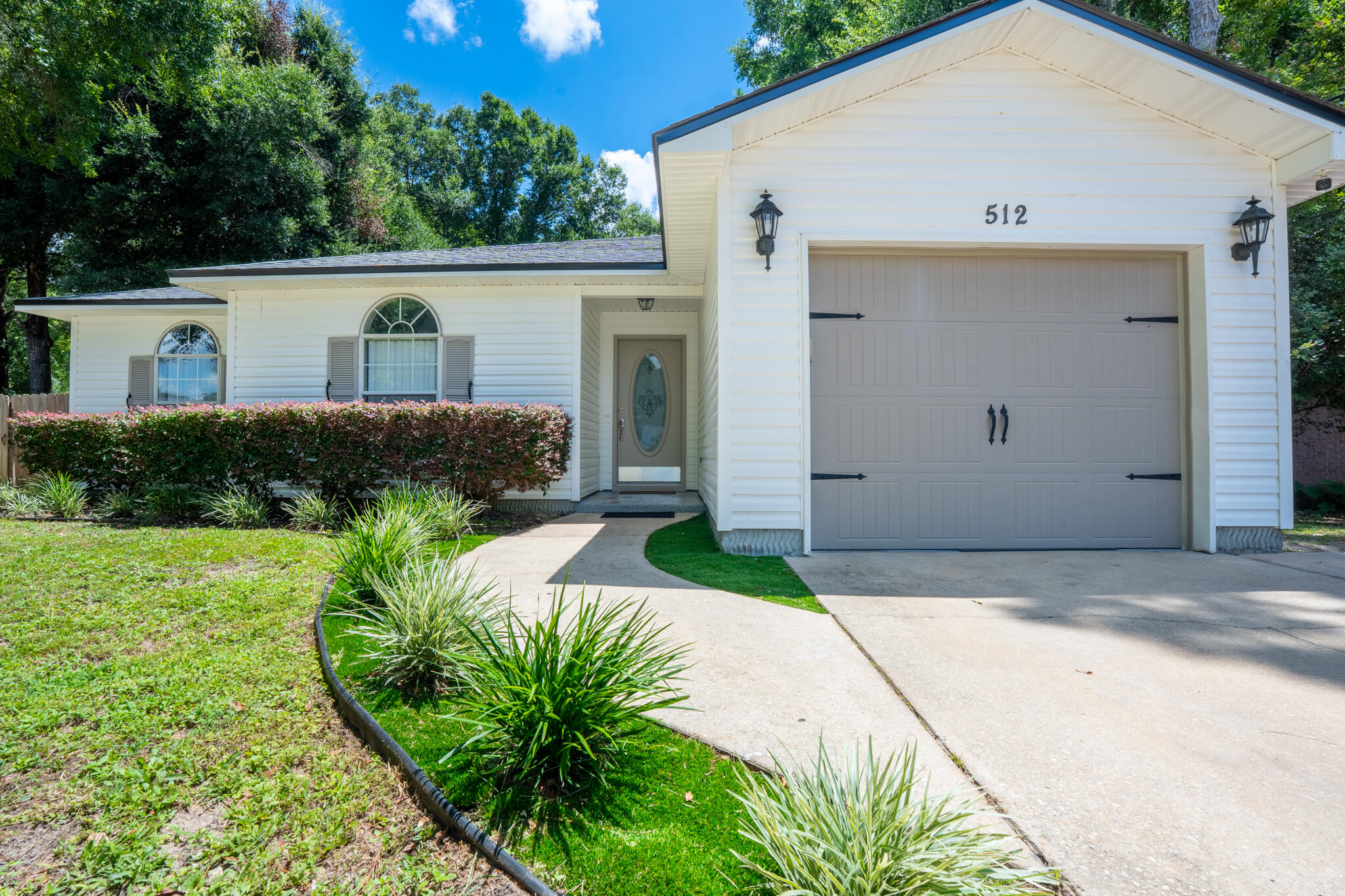 Stunning Fully Remodel 3 Bed, 2 Bath Retreat in Crestview, FLEscape to this charming three-bedroom, two-bathroom home, perfectly situated on a spacious lot with mature landscaping in a desirable Crestview neighborhood. Enjoy effortless living in this beautifully updated property, boasting:Elegant interiors: Chair railing, wood laminate flooring, and tray ceilings in the master bedroomSpacious living areas: Built-in lighted shelving, breakfast nook with bay windows, and a galley kitchen with ample counter and cabinet spaceLuxurious bathrooms: Tile flooring, shower combos, and a skylight in the guest bathOversized garage: One-car garage with washer/dryer hookup and extra storageBackyard oasis: Elevated wood deck, stone paver patio, and above-ground pool perfe