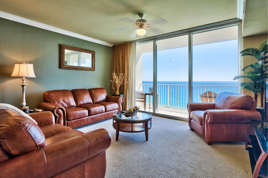 Don't miss out on this 1BR/2BA + bunk room condo with a Gulf front master BR! This is by far one of the most desirable floor plans on the beach! Not only is it rare to find a 1 BR unit with a Gulf front master BR on the west end of PCB but this unit also has one of the largest balconies on the beach! You will enjoy having direct access to your balcony from the living area or the master BR. This unit has new furnishings & has not been rented in over 5 years! It sleeps 6 & is known to be one of the best rental floor plans in our area. Tidewater amenities feature a Gulf front gym, 4 hot tubs, 2 outdoor pools, 1 indoor heated pool, 2 game rooms, saunas, steam rooms, a restaurant, a poolside Tiki bar, a convenience store, a movie theater, covered parking, a conference room & an owners loung