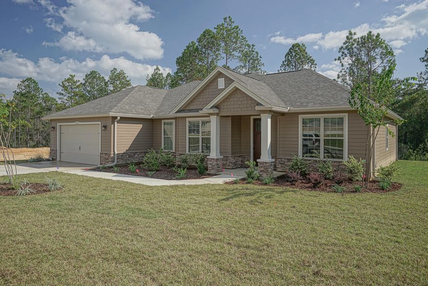 Estimated completion date is 9/30/20. Award winning builder, and you will win with this floor plan! From the Stone Fireplace, Tile flooring, Granite kitchen counter tops and large Lanai you will want to call this home. The Master suite offers tray ceiling, gracious walk-in closet, dual vanities with spa sinks, garden tub and separate shower. Grand family room with wood flooring, that opens up to the kitchen and dining room. Inside laundry room with utility sink with access to the garage. Decorative Columns, cedar shake siding and stone accents the exterior of the home. 2'' Faux wood blinds to be installed prior to closing. Seller will pay $1500 of buyers closing costs with the use of a preferred lender. Pictures are of a previous built floor plan. Plans & Specifications subject to change without notice

Color Selections: 

Kitchen Cabinets: White, Counter tops: White Ornamental 
Master Bath cabinets: Espresso, Counter tops: White Ornamental, 2 white spa sinks
Bath 2 : Cabinets Espresso, Counter tops: White Ornamental
Exterior Stone: Metro Brown
Carpet: Costello II Chopsticks, Guest Bedrooms and Closets
Wood:  Harrison Hickory-Foyer,Family, Flex/Study, Kitchen, Dining, Hallways, Master Bedrooms and Closet
Tile: Vining Blanco- Baths and Utility Room 
Hardware: Bronze
Front Door: Gel-Stain-Hickory
Interior Walls: Accessible Beige
Blinds: 2" Faux wood white