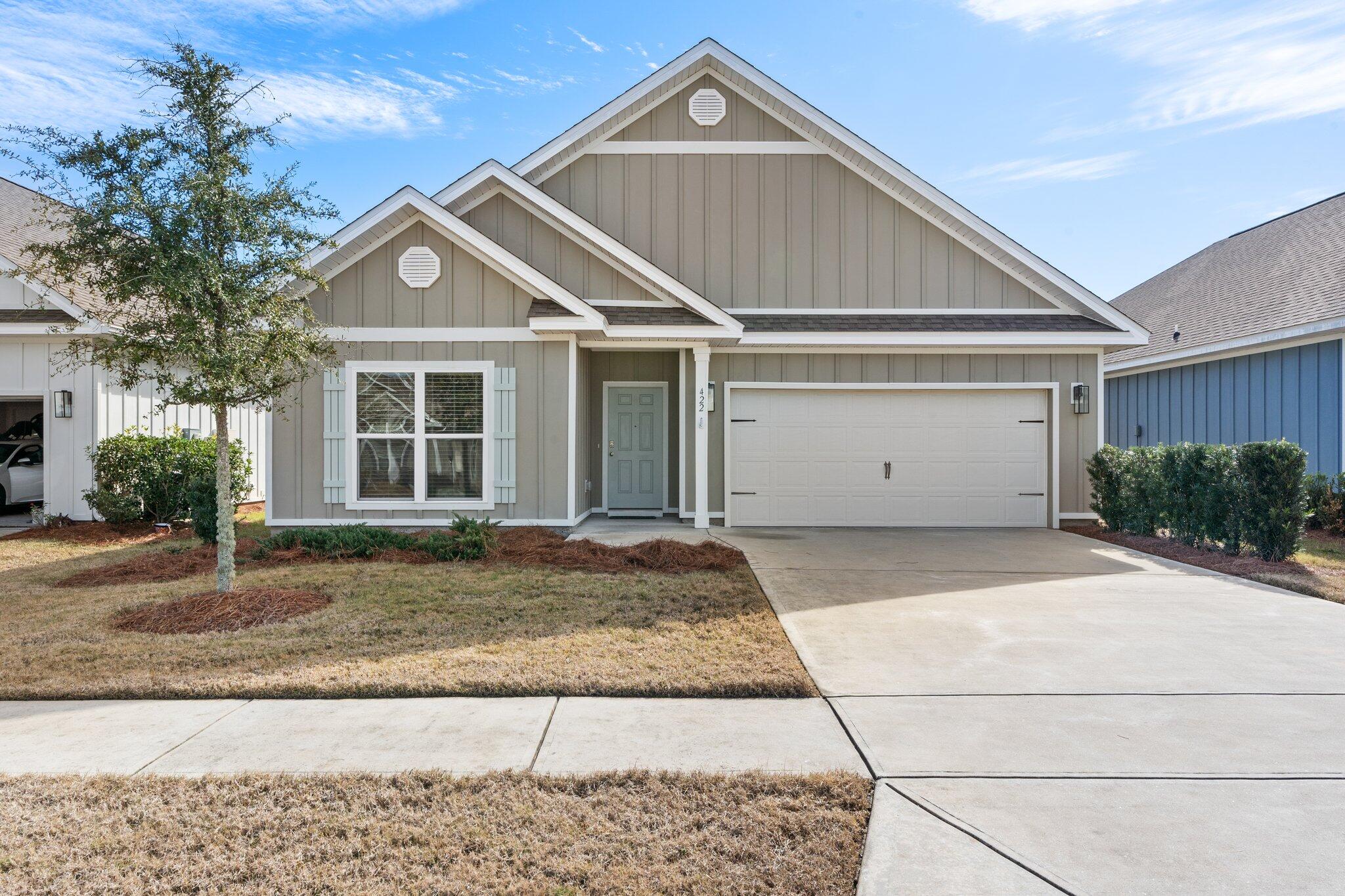 Almost brand-new and spotless, this light-filled home is located in the gated community of Firefly within beautiful Hammock Bay. This home offers luxury vinyl plank flooring in the main areas, comforting carpet in the bedrooms, a primary suite featuring two generous closets, stainless steel appliances and a split floorplan. A full two car garage and covered patio add to the many features of this home. The Firefly community offers a dedicated pool, pickleball court, and club house, as well as included lawn service. Call today to see this great home.