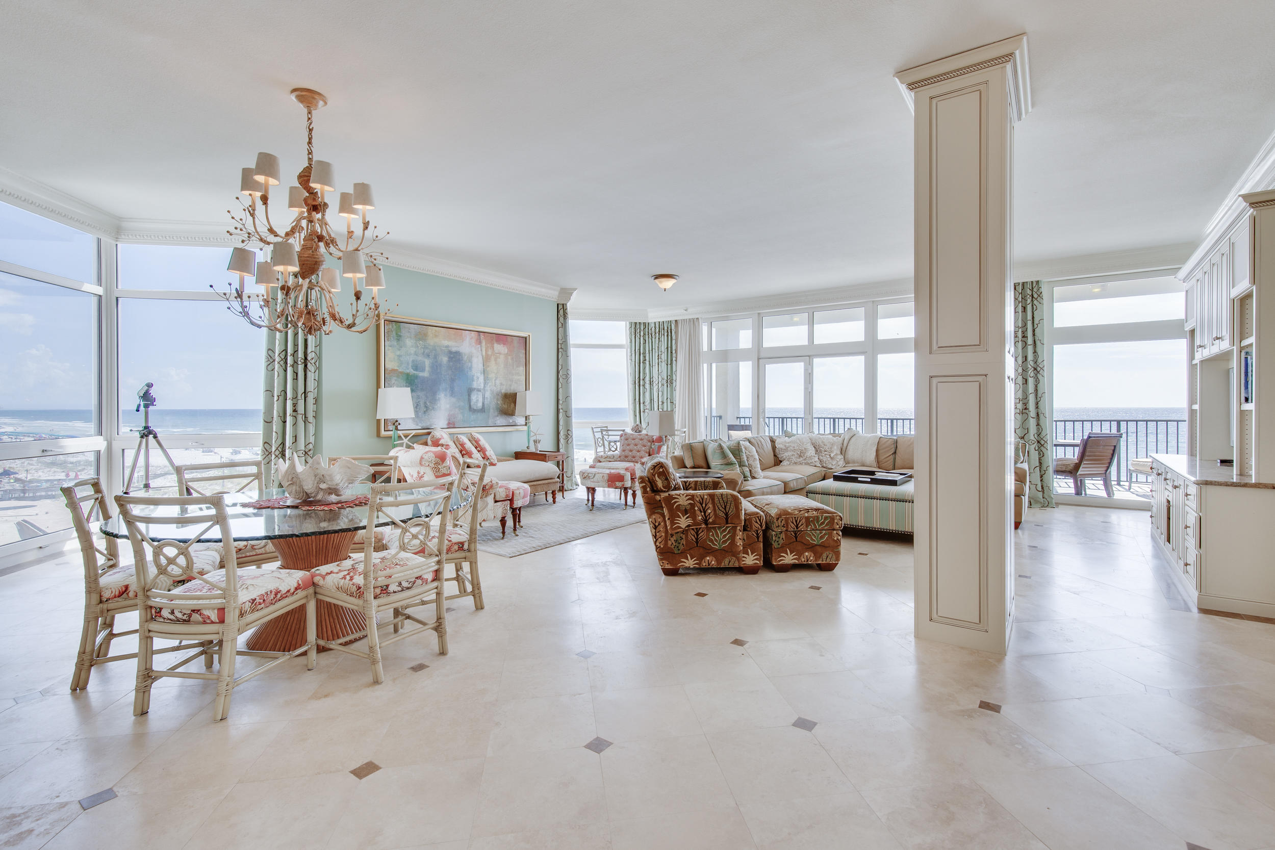 Prepare to be amazed when you enter this spectacular gulf front masterpiece. Fully renovated and remodeled with a modified floor plan, no expense was spared to create this elegant coastal retreat. Exquisitely appointed with the finest of finishes, including travertine and marble flooring throughout, stimulating fabrics, custom original artwork, and furnishings by Ficks-Reed. The gourmet kitchen features custom Woodmode cabinetry, two Sub-Zero refrigerators, two dishwashers, double ovens, Dacor warming drawer, five burner electric cook-top, and breakfast bar with small banquette for additional seating. The spacious master bedroom features a king-size bed, sitting area, and writing desk. The large master bath includes an oversize garden tub, his and hers lavatories, and an extra-large...
