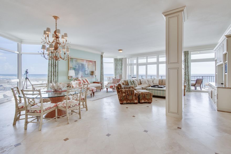 Prepare to be amazed when you enter this spectacular gulf front masterpiece. Fully renovated and remodeled with a modified floor plan, no expense was spared to create this elegant coastal retreat. Exquisitely appointed with the finest of finishes, including travertine and marble flooring throughout, stimulating fabrics, custom original artwork, and furnishings by Ficks-Reed. The gourmet kitchen features custom Woodmode cabinetry, two Sub-Zero refrigerators, two dishwashers, double ovens, Dacor warming drawer, five burner electric cook-top, and breakfast bar with small banquette for additional seating. The spacious master bedroom features a king-size bed, sitting area, and writing desk. The large master bath includes an oversize garden tub, his and hers lavatories, and an extra-large...
