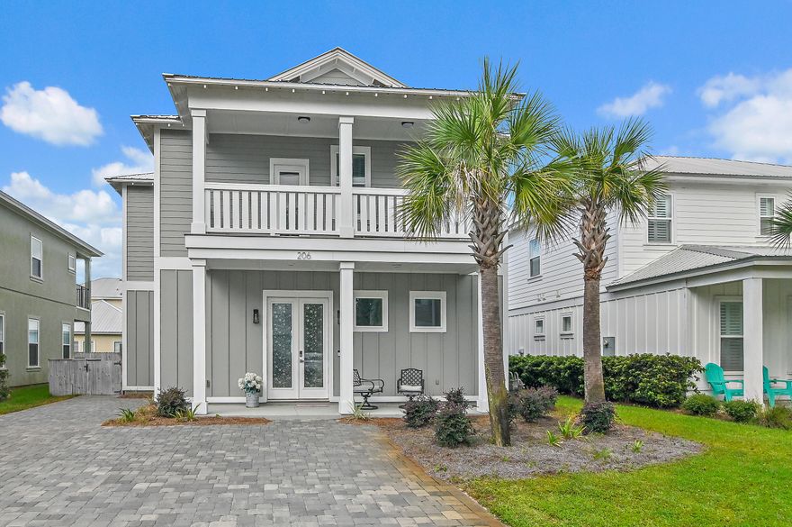 Welcome to 206 Lakeland Drive, a stunning two-story coastal retreat nestled in one of Miramar Beach's most desirable neighborhoods. This 4-bedroom, 4.5-bathroom residence perfectly blends luxury, functionality, and the relaxed charm of beachside living.Step inside to discover an open-concept layout filled with natural light, high ceilings, and elegant finishes throughout. The gourmet kitchen is a true centerpiece, featuring a gas stove, premium stainless-steel appliances, custom cabinetry, and a large island that makes entertaining effortless. The adjoining dining and living spaces flow seamlessly, offering the perfect setting for gatherings both large and intimate. 
Each of the home's four spacious bedrooms provides comfort and privacy, with thoughtful design touches. The primary suite offers a serene retreat with a spa-inspired bath featuring dual vanities, a soaking tub, and a walk-in shower. Upstairs, guests and family members can enjoy a cozy lounge area complete with two built-in bunk beds  perfect for kids or additional guests  and a kitchenette, adding convenience for extended stays or multi-generational living.

Outdoors, this property truly shines. Enjoy your morning coffee or evening glass of wine on the private patio overlooking your sparkling backyard pool, perfect for cooling off on warm Florida days or hosting poolside gatherings. You'll also have access to a community pool, giving you even more options to enjoy the sunshine and coastal breeze.

Every detail of this home was designed with coastal living in mind  from the airy floor plan to the durable finishes that combine elegance with ease of maintenance.

Located just minutes from sugar-white beaches, award-winning restaurants, shopping, and the best of the Emerald Coast lifestyle, 206 Lakeland Drive offers the perfect blend of comfort, sophistication, and beachside serenity.