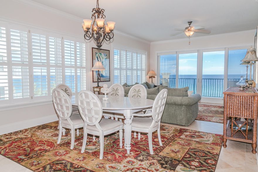 Adagio Gulf Front Top Floor Corner Four Bedroom with Two Garage Spaces! This pure second home located in Blue Mountain Beach on 30A, is a fourth floor, east corner, luxury four bedroom condominium, and offers stunning views for miles to the east and west. Rarely does a top floor corner residence become available. Two well located assigned garage parking spaces are also included. A series of windows on the east wall of the living and dining area allow light to fill the rooms while offering breathtaking gulf vistas. You and your guests will enjoy azure gulf views from the foyer, hallway, kitchen, living, dining, and three of the four bedrooms. The spacious master suite overlooks the gulf and features a large walk-in closet, linen closet and master bath with separate shower, jetted tub and his and her vanity with beautiful new white counter tops.  Two of the three graciously sized guest bedrooms are en suite. The ceilings are ten feet with crown molding and the kitchen features Viking stainless steel appliances, white cabinets and 3 cm granite countertops.  There is a nice sized laundry room and a huge oversized storage area that may be furnished as a fifth bedroom with bunkbeds.  Adagio is located on 11 acres on the western end of Scenic 30A with approx. 580 feet on the Gulf of Mexico.  Gated Adagio boasts an 8,000 sq. ft pool and spa, a gulf front heated pool, a work-out room, convenient bathrooms to the pools, lush tropical and native landscape, grills, beach walkover and professional on-site management team.  30A bike path runs in front of Adagio making it easy to take a bike ride before a day at the beach.  After you've played at the beach enjoy discovering boutique shops, galleries and restaurants in the nearby coastal towns of WaterColor, Seaside, Alys Beach and Rosemary Beach, then retreat to toast the sunset on your private balcony at Adagio. This residence is being offered furnished.