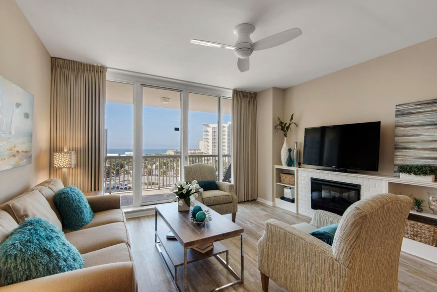 NEW EVERYTHING. This STUNNINGLY REMODELED, 6th floor condo at St. Lucia, Silver Shells Beach Resort & Spa, is your perfect Destin getaway. Nestled on Destin's largest PRIVATE BEACH, enjoy SUNSETS YEAR ROUND as well as GULF & CITY VIEWS. You won't want to change anything. This condo is truly MOVE-IN READY. In 2016, the seller spared no expense on a complete ON-TREND remodel & restyle, including built-in electric FIREPLACE, new A/C, WOOD LOOK CERAMIC EVERYWHERE, CUSTOM DRAPES, FRESH PAINT, DECORATIVE LIGHT FIXTURES and CEILING FANS (not utility lights), all new STAINLESS APPLIANCES (electric range, refrigerator, dishwasher, washer/dryer), TOTO TOILETS, GROHE SHOWER heads, tile backsplash in kitchen. 1 Yr BEACH SERVICE INCLUDED BY LISTING BROKER.