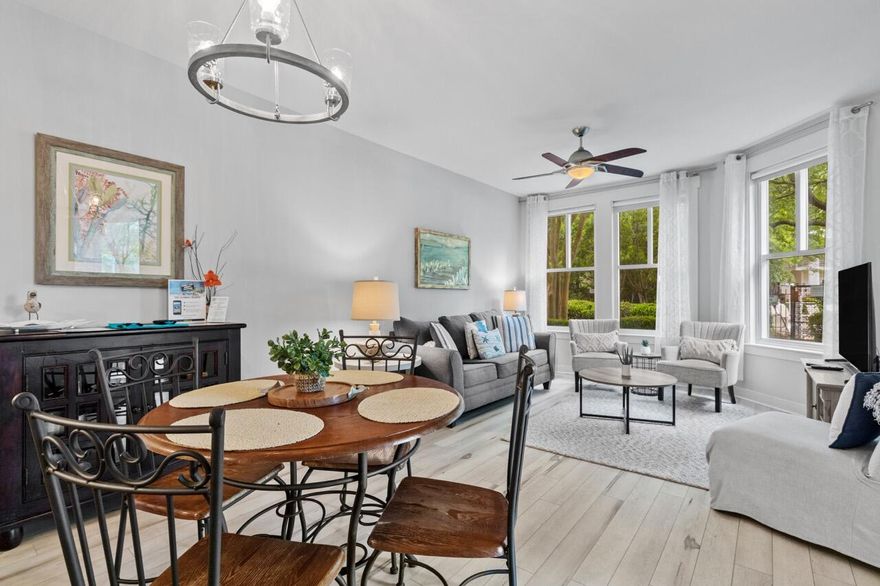 Beautiful Highly Desirable First Floor Resort Condo with close patio walk out access to the pool and to the walking paths of beautiful Sandestin resort.Updated tile flooring, new paint, furniture, and decor. New hot water heater installed September 2022.  This single bedroom offers a relaxing covered patio, fully equipped kitchen, living area with sleeper sofa, owner's closet, and separate caged storage closet in the covered garage. Bahia's guests and owners have access to a fitness center, resort style pool, and Solstice Club which features grills, screened porch with gas fireplace, kitchen, and flat screen tv. Excellent location adjacent to the Village of Baytowne Wharf which offers dining, live music, entertainment, and more