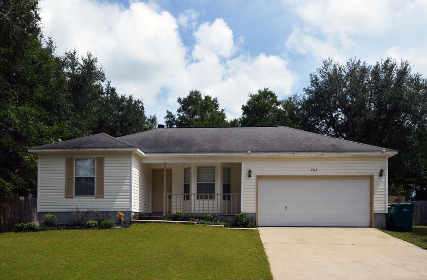 1184 sq ft 3 bedroom, 2 bath family home with lots to offer! This spacious split bedroom floor plan leaves no square footage wasted. The large living room features a beautiful bay window, cozy wood-burning fireplace, vaulted ceiling, and an open layout to the dining room and kitchen. The bright and airy kitchen is very functional and includes an electric stove, dishwasher, microwave, refrigerator, and pantry. The master suite is spacious, and has it's own private door to the back patio. The additional two bedrooms and bathroom are located on the opposite side of the home for added privacy. The large back yard is fully privacy fenced and offers lots of shade with multiple laurel oak, live oak, and sparkle berry trees. The owner's have taken great care of this home; come and see today!