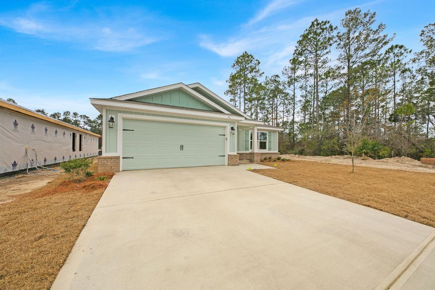 Cute New construction cottage with 4 Bedroom, 2 Bath, 2 Car Garage, front and back porches totaling 1769 Square Feet all on one level. This home is conveniently located in new subdivision of Riverwalk that is located south of 20 in Freeport within 1/2 mile of Freeport Publix and shopping center. Convenient to the beaches for work and play! Taking Backups.