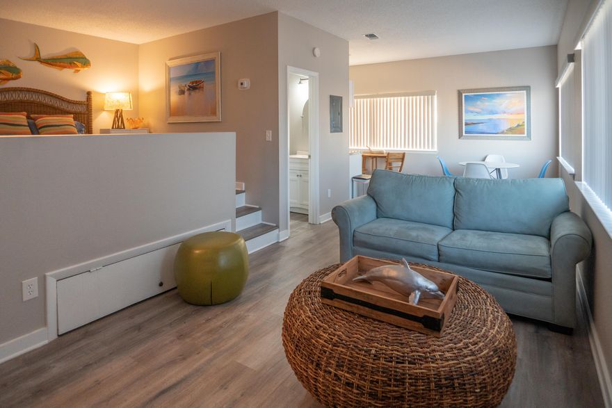 Wow! WATERVIEW! Your own ISLAND CONDO, with a beautiful view of the sound, is at your fingertips! Beautifully remodeled, Beachy Chic, furnished condo. Just a short walk to the beach. This top floor unit has an outstanding short term rental history and makes an adorable little home (VA Approved). Short walk to mini golf, ice cream, restaurants and BEACH!This Condo is ON OKALOOSA ISLAND!