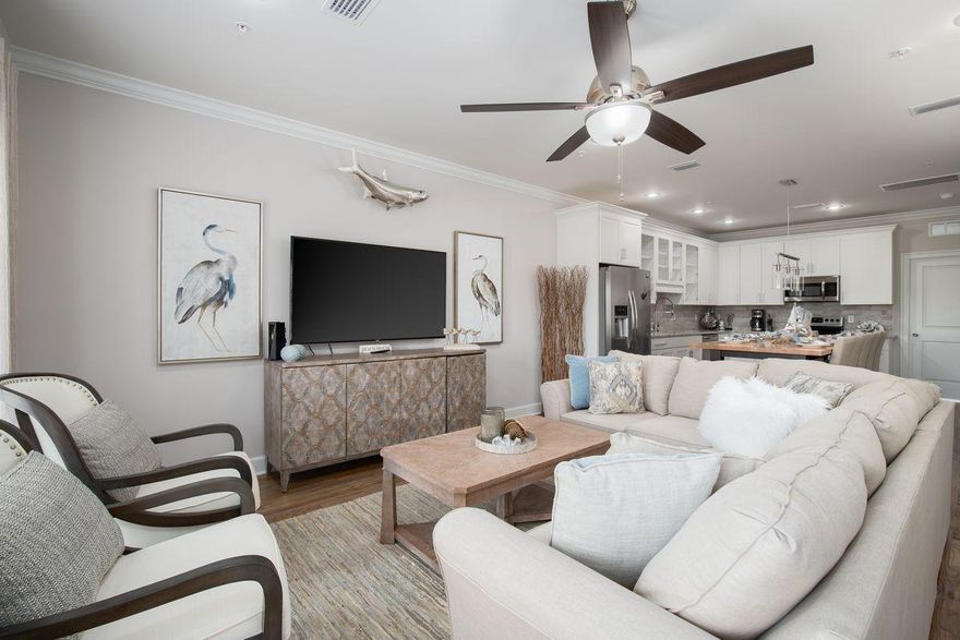 Great investment property opportunity in Miramar Beach!  This energy efficient townhome, built in 2017, will not disappoint. Easy walk to the popular Pompano Joe's Restaurant offering public beach access and parking. This upscale, three story, one car garage, townhome has four bedrooms and four baths. The first floor has a spacious bedroom with two built-in bunk beds, a full bath & a full size stackable washer and dryer. The main living area is on the second floor with an open living room, dining area/kitchen, bedroom & a second full bath. On the third floor you will find the master bedroom with the ultimate ensuite bath; a gorgeous oversized shower & soaking tub as well as another bedroom with a private bath and a second full size washer and dryer. Professionally furnished and decorated, this home features beautiful oak hardwood floors throughout, crown molding, porcelain tile, and stainless Frigidaire appliances. On the private patio, relax and grill after a day at the beach. The community is beautifully landscaped with paver driveways and a community pool with bathrooms. There are only 20 units in this private complex which is ideally located very close to local attractions, restaurants, grocery stores, shopping, entertainment and much more. Gross annual rental income potential for this townhome is $50,000+.