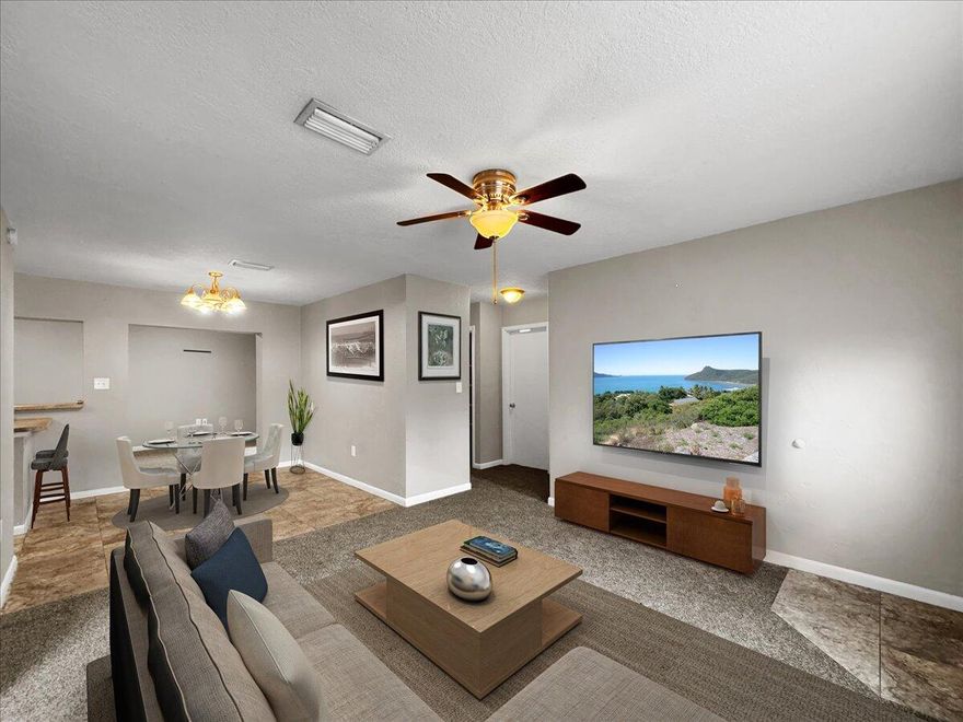 Check out this centrally located home in the Heart of Mary Esther. This traditional 3 bedroom 2 bath home plus a garage, with an effective age of 2011 features: A split floor plan, with 2 living areas, one can be used as office/ sitting area, or play area. A Fully equipped kitchen including:smooth top stove, built in microwave, dishwasher, and side by side refrigerator, dining area, master bedroom & bath shower only, New Carpet, and sliding doors to covered back porch & your very own spacious backyard. Located by shopping, restaurants, minutes from park, boat launch, Hurlburt Field & Eglin Air Force base and a short drive to our sugary white beaches.