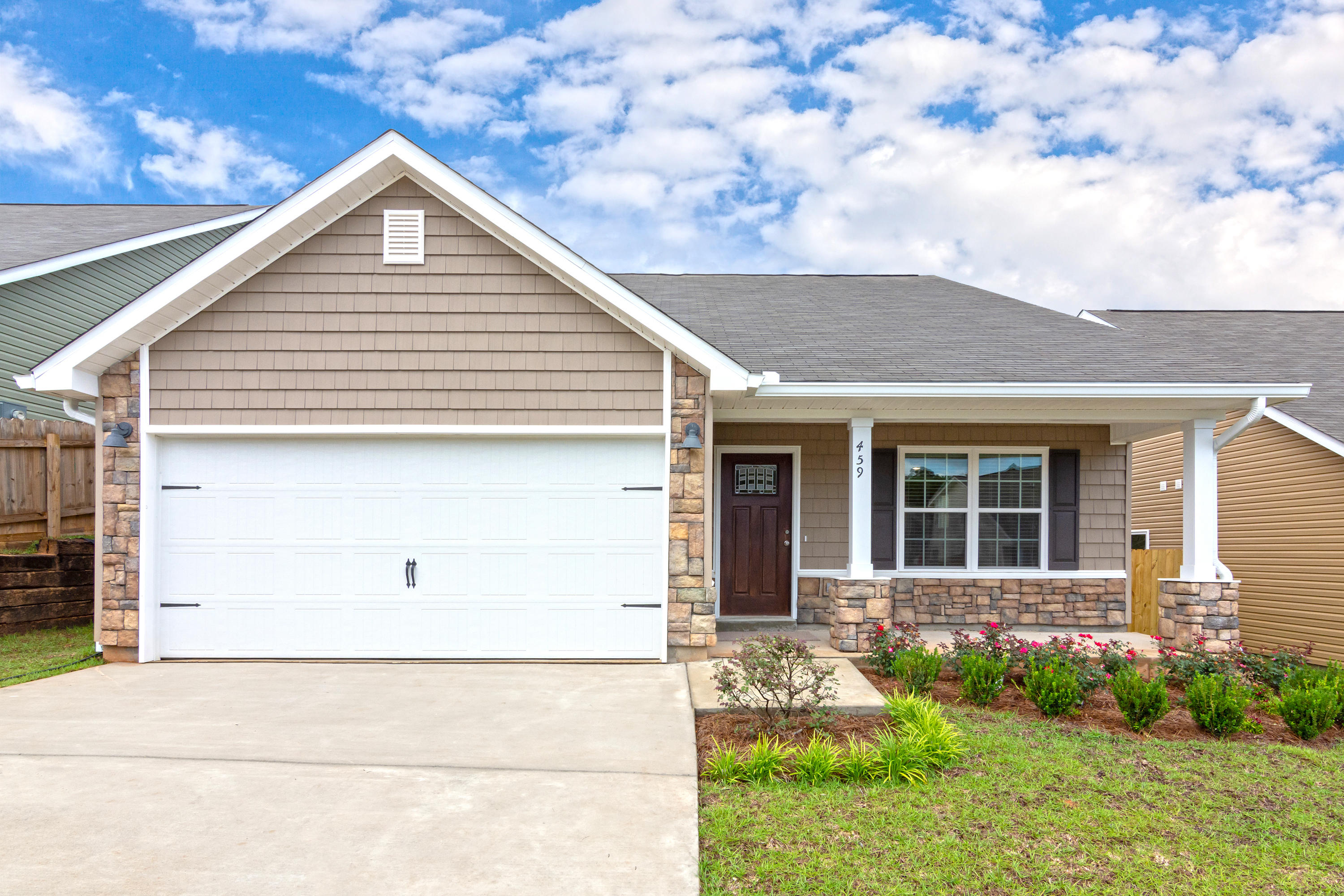 This home offers light and bright open floor plan. Inviting living room that overlooks the breakfast bar that opens up to the kitchen and dining room. Downstairs Master Suite with walk-in closet, dual vanities, garden tub, and separate shower. Guest half bath and downstairs with inside laundry. Upstairs are 4 additional bedrooms with nice size closets. Enjoy the patio, accessible from the kitchen opening out to the privacy-fenced back yard that you don't have to cut. Seller to pay up to $3000 of buyers closing costs with use of preferred lender. Pictures are of a completed home of the same floor plan. Additional homes and plans available. See more comments section for color selection. Color selections may vary.