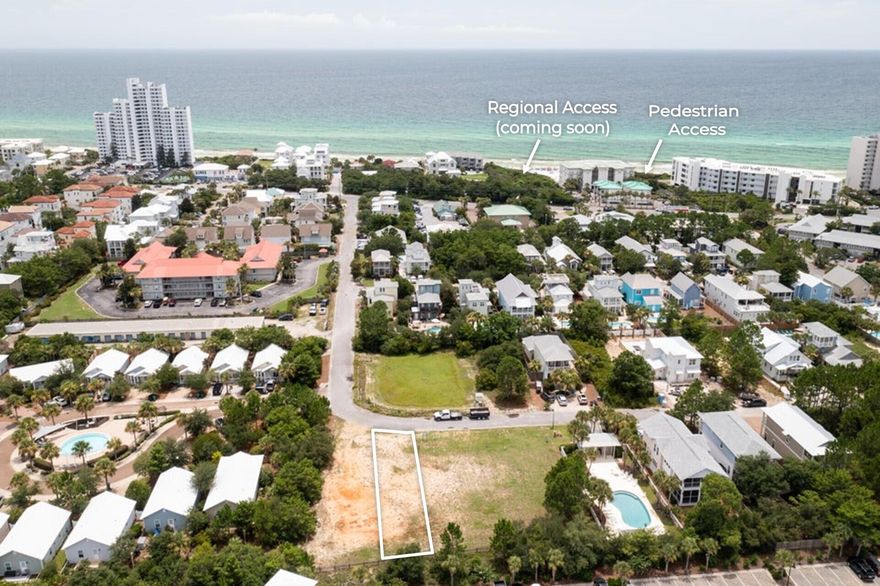 The property currently has a contract to purchase with a kickout clause in-place. Please contact the agent for additional info. One block from 30A. Access the beach from the regional beach access across from Cafe 30A. Cleared, level lot. Tap fees paid. Flood Zone X. Traverse 30A to explore the local dining/entertainment. Seaside is approx 1 mile to the west. Rosemary and Alys Beaches are approx 5-7 miles to the east. Publix at Watercolor is approx 1.5 miles north along CR 395. Vacation rentals allowed. HOA fees $200/monthly. HOA fees include assoc mngmnt/accntng, and repair/mntnce of the stormwater exfiltration system.  .***Buyer is responsible for personally verifying details about this property. Any information contained in this listing is believed to be accurate but is not guaranteed.*