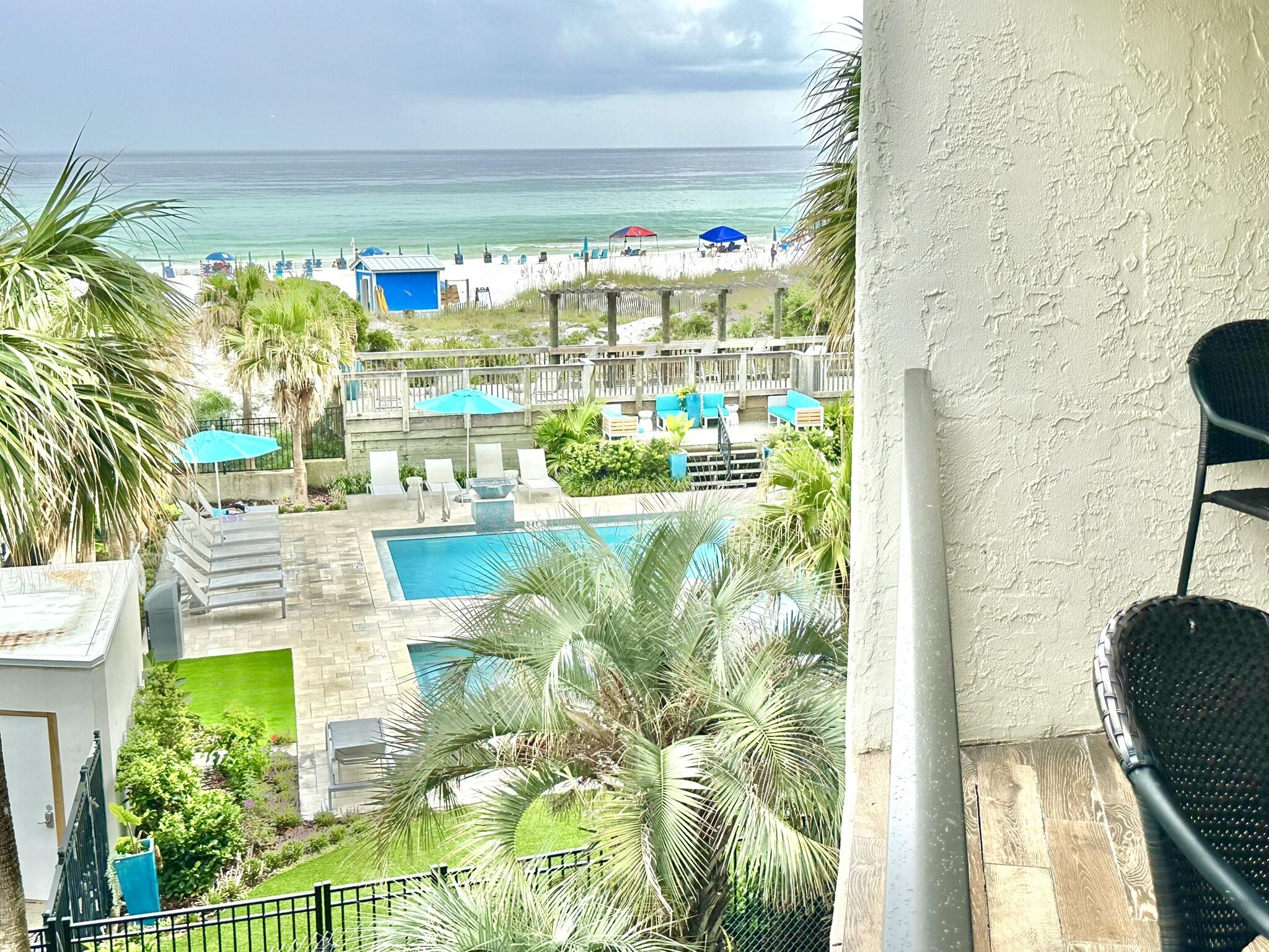 Enjoy the view from this gulf-front, 3rd floor, 2 bed/2 bath condo. Large windows in the living area and master bedroom draw your eyes out to the sugary white beach and sparkling emerald green waters of the Gulf of Mexico. Beautiful porcelain wood tile flooring and coastal furnishings throughout provide a casual, elegant feel to your beachfront home. The kitchen is complete with breakfast bar and stainless steel appliances. Ready for you to enjoy as a primary home, second home or a vacation rental property. Beachside One owners enjoy private beach access, large private pool, and fitness center - as well as all of the other amenities Sandestin has to offer.