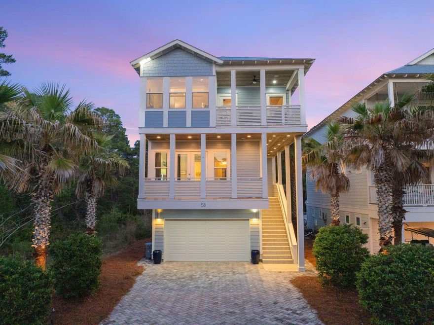 Introducing 58 N Spooky Ln, a pristine gem nestled in Santa Rosa Beach, offering Gulf views and located just a short stroll from a secluded public beach access. This exquisite property, free from HOA constraints, combines the elegance of a luxury home with the laid-back charm of beachside living.As you step inside, you'll be greeted by a private heated pool and a luxurious Bullfrog spa hot tub, set within an extra-tall privacy fence for ultimate seclusion. The home features spacious bedrooms, each with its own en-suite bathroom and ample closet space, catering to both privacy and convenience.The heart of the home is a chef's delight with a state-of-the-art kitchen equipped with Fisher & Paykel appliances, including a 66'' double-door refrigerator and a 36'' wide oven beneath a 5-burner gas range. The large kitchen island provides a perfect gathering spot for family and friends. The home also includes a dedicated elevator that accesses all floors, adding to the convenience and luxury.

Entertain in style with a custom wet bar featuring a built-in ice maker, walnut wood accent ceilings in the kitchen and living room, and powered window treatments. The outdoor area is just as impressive, with landscape lighting and an outdoor BBQ setup for enjoyable evenings under the stars.

The property includes a two-car garage and abundant parking, making it ideal for hosting guests. Capable of sleeping 14, this home has never been rented and is in immaculate condition, making it perfect as a second home or a profitable vacation rental. Located within walking distance of local favorites like Shunk Gully and Growler Garage, 58 N Spooky Ln is more than just a home,it's a lifestyle waiting to be enjoyed.