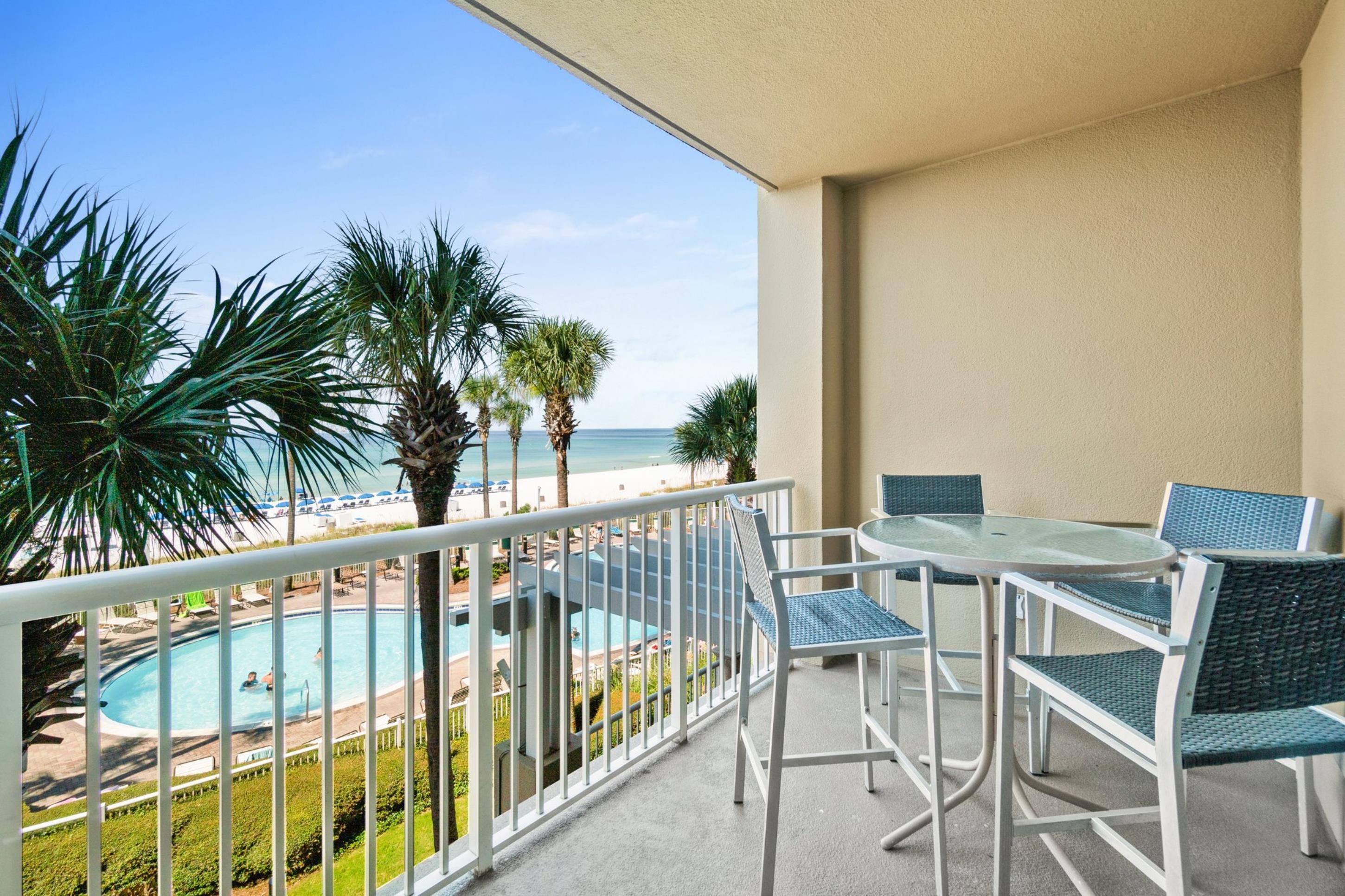 Welcome to your turn-key vacation rental investment! Your dream beachside retreat at Grand Panama 1-306. This spectacular 1,135 sq ft condo boasts 2 spacious bedrooms, a bunk hall and 2 modern bathrooms, offering a perfect blend of comfort and luxury. Grand Panama Beach Resort promises breathtaking Gulf views and an unparalleled coastal investment.Both bedrooms are generously sized, providing a tranquil retreat after a day of sun and sand. The master suite, with its en-suite bathroom, offers privacy and comfort with direct access to the balcony, where you can savor your morning coffee while gazing at the ocean.Living at Grand Panama Beach Resort means enjoying exclusive access to premium amenities, including a heated beachfront pool, a relaxing hot tub, a state-of-the-art fitness. and a poolside tiki bar. With direct beach access, you can indulge in the sun-kissed sands of Panama City Beach whenever you desire.