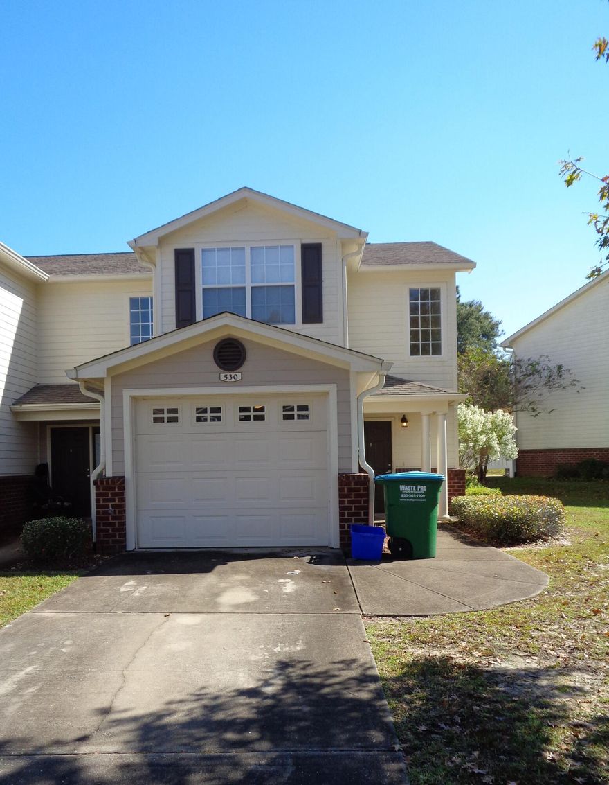 VACANT & MOVE IN READY! HVAC REPLACED IN OCTOBER of 2018!  Located South of I-10, within minutes of Duke, 7th Special Forces & Eglin, in Eagles Landing. 2 bedroom, 2.5 bathroom with a single car garage, under stairs storage. Lots of crown molding, ceiling fans in living and bedrooms. There are two masters with en-suite bathrooms. Both bedrooms have a walk in closet, back master has an additional smaller closet. Kitchen has flat top stove with microwave, refrigerator with ice maker, dishwasher & disposal. There is a community pool with a cabana and a community playground. Please verify measurements and all information, as deeded important. Selling Brokerage & Eagles Landing Townhomes are owned by the same parent company.