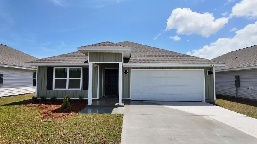 Welcome to Rivers Cove featuring a beautiful community pool and playground. The Cali model, one of our most sought-after designs, offers a fantastic open layout for relaxed living. Offers 4 bedrooms, 2 bathrooms, a covered back patio, 2-car garage, and the 'Smart Home Connect' System with various convenient Smart Home devices. The well-appointed kitchen includes stainless steel appliances, a smooth-top range, built-in microwave, quiet dishwasher, corner pantry, island bar, eye-catching wood-look flooring, and plush carpet in the bedrooms. Bedroom 1 and the adjoining beautiful bath boast a large walk-in closet, double vanity sinks and more. Enjoy the stylish curb appeal in the rapidly growing area.