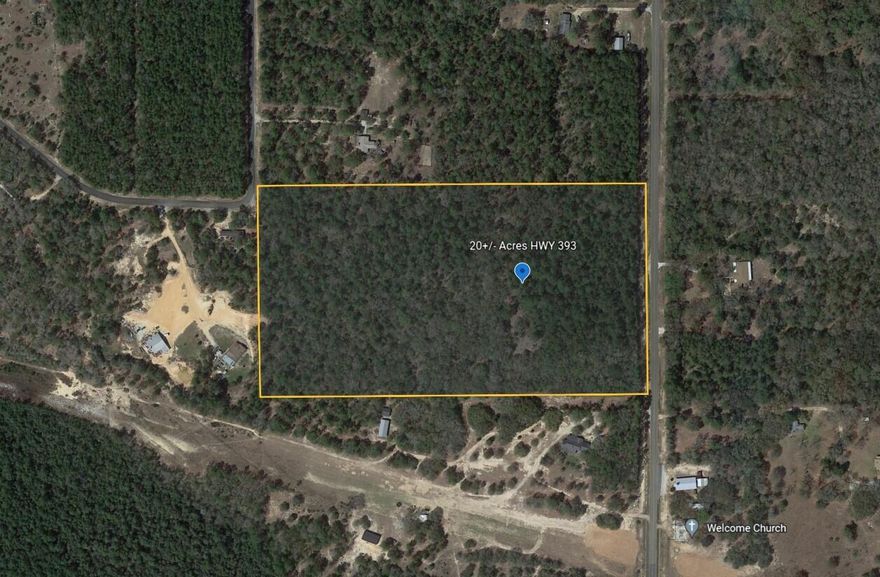 20+/- Acres located off HWY 393.  Flood Zone X - high and dry.  Wooded.  Utilities Available. Excellent sized lot and location to build your dream home or country getaway!Buyers to do their due diligence to insure all information is correct and lot size is accurate.  Country records show 18.73 acres. Survey from 1971 shows 19.22 acres and appraisal from 2001 shows 20 acres.